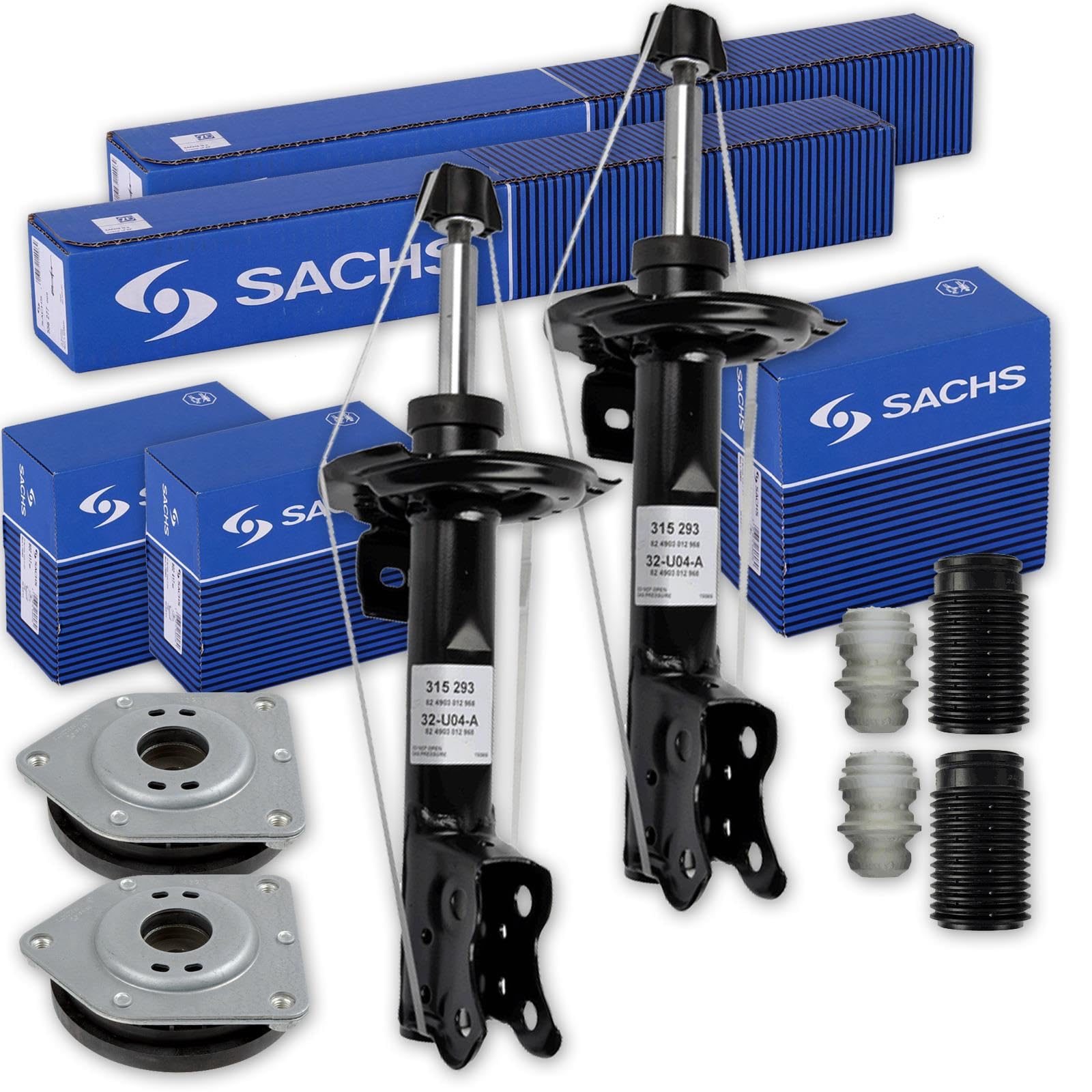 2x Sachs Stossdämpfer+Lager+Service Kit vorne | 315293+802559+900305 Kompatibel mit B-Klasse Sports Tourer (W245)