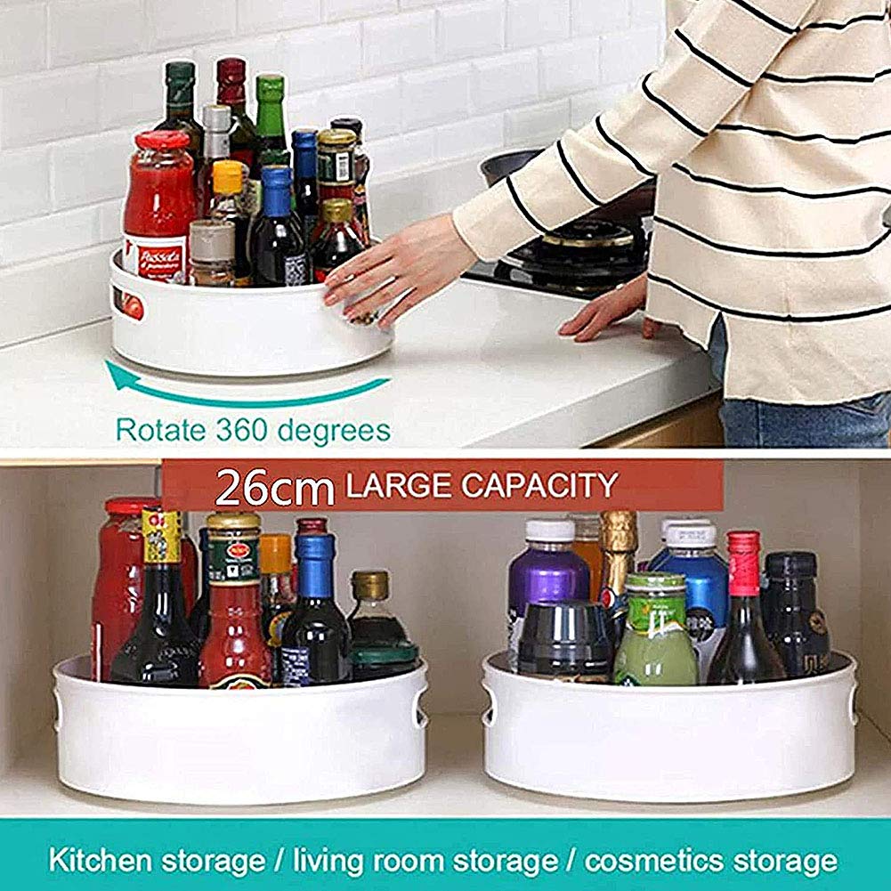 Organizador de armario giratorio – Estante multifuncional para especias y bandeja giratoria antideslizante para cocina y refrigerador