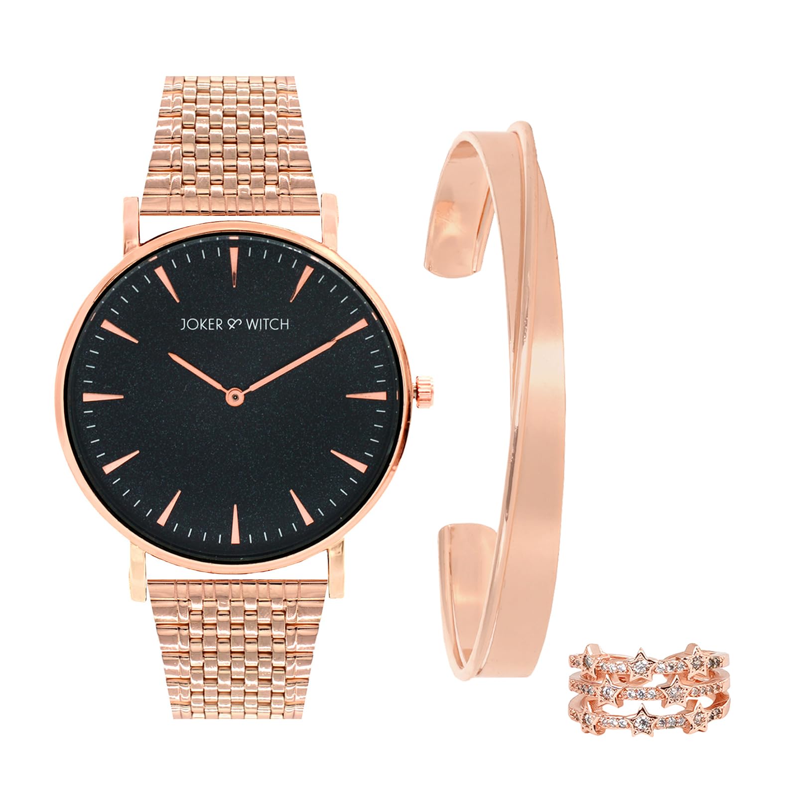 Joker & Witch Stainless Steel Women Memphis Love Triangle Analogue Watch, Black Dial, Rose Gold Band (B0C8641GFD) Amazon Price History, Amazon Price Tracker