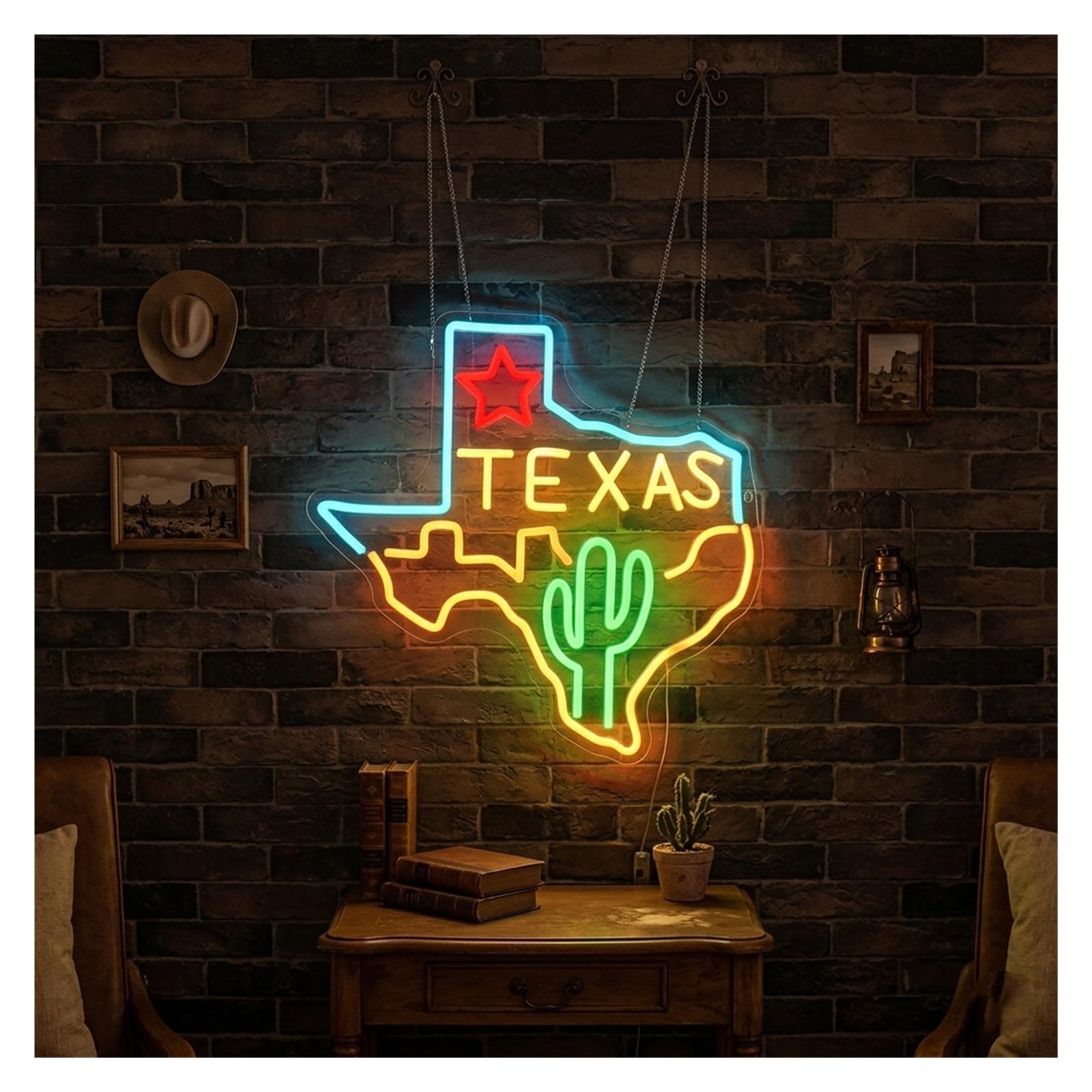 Hängende Kunst Leuchtreklamen Texas Neonschild LED-Licht Dimmbar USB-betrieben Für Bar Club Schlafzimmer Männerhöhle Restaurant Party Geburtstagsdeko 14.09inx13.786in
