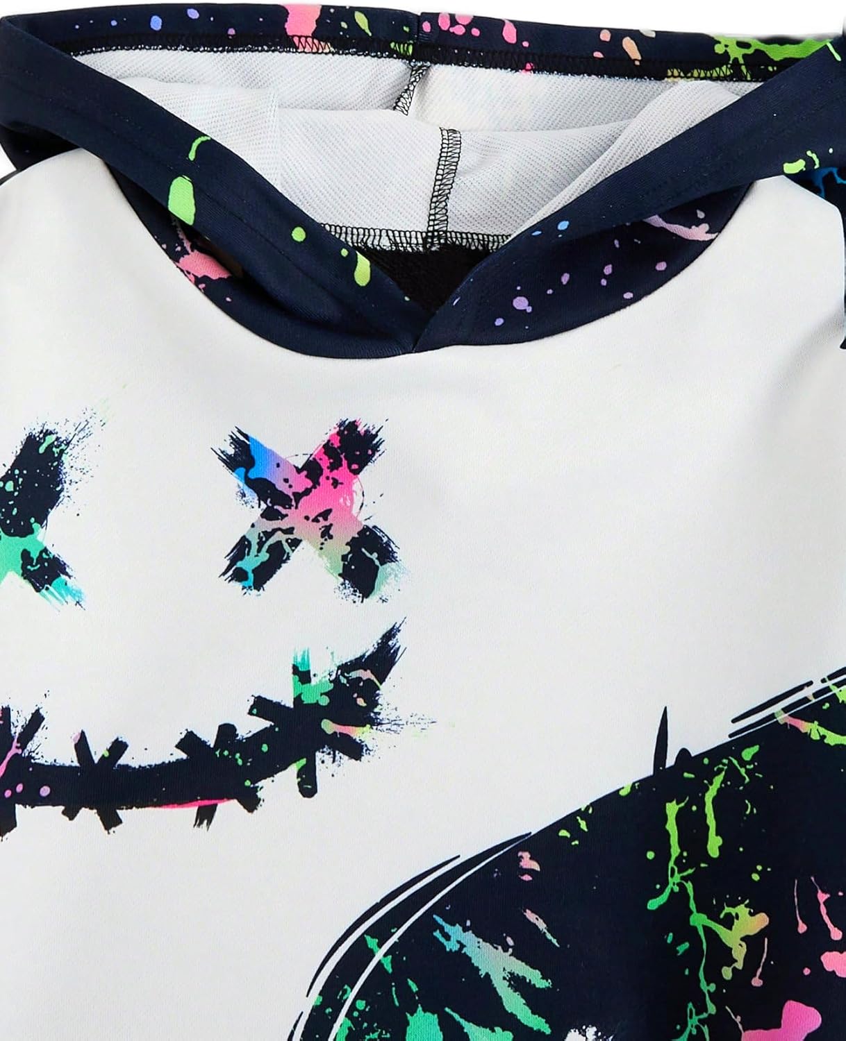 WDIRARA Boy's 2 Piece Outfits Colorful Graphic Print Long Sleeve Hoodie and Sweatpants Set Tracksuit - Image 4