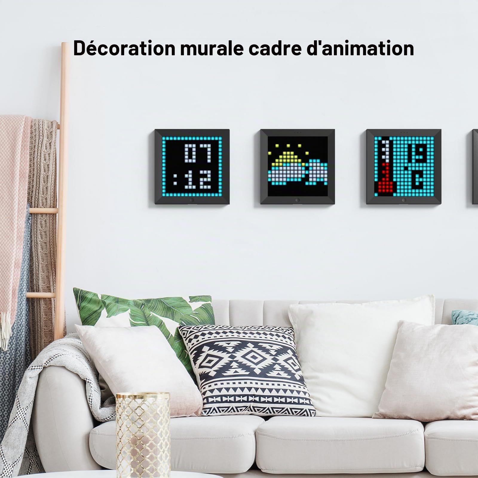 Divoom Pixoo - Cadre Photo numérique Pixel Art avec lumière d'ambiance de 22 cm, Commande par Application, réveil Intelligent LED de Bureau/Mural, Lampe décorative pour Salle de Jeux, décoration pour