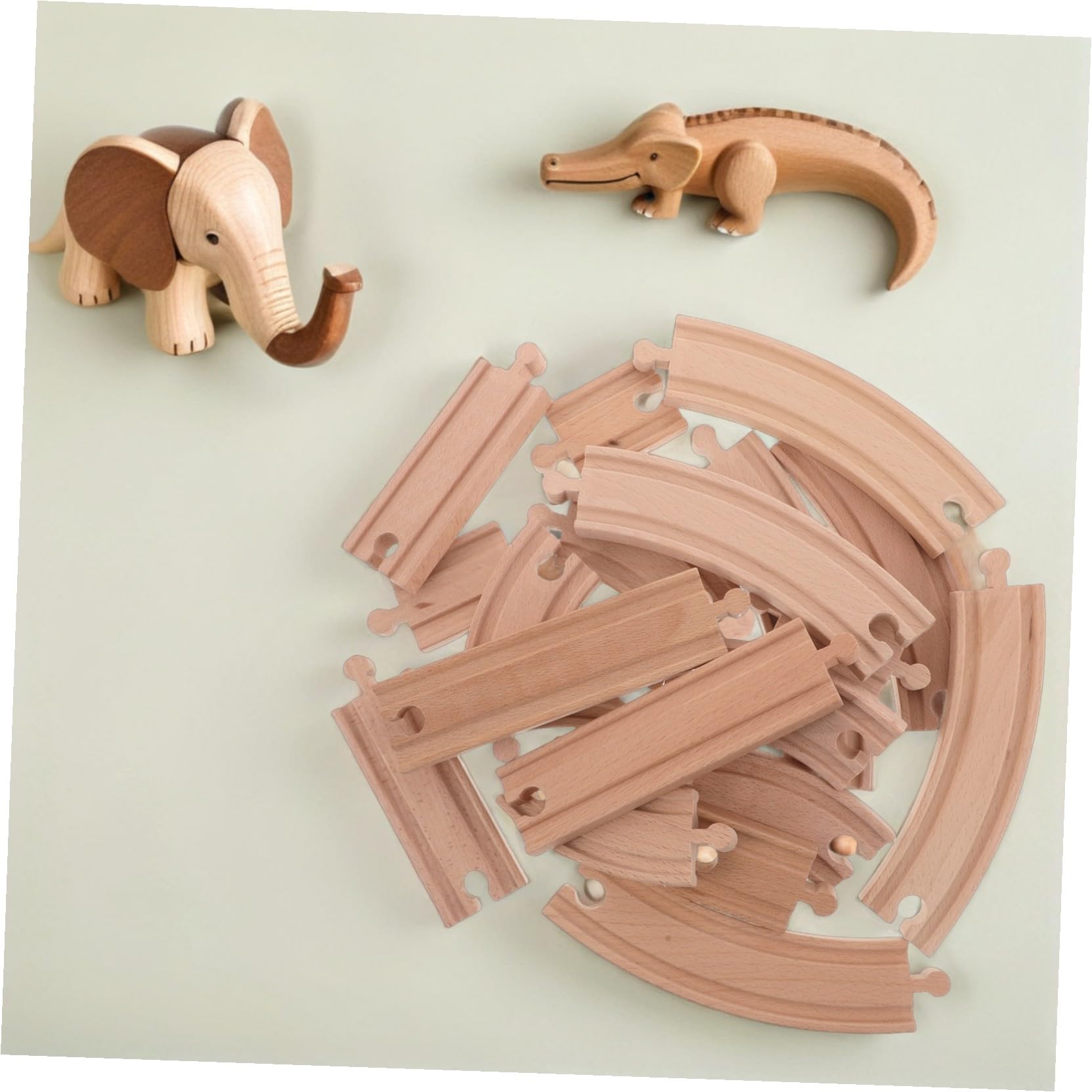 HANABASS Set di Espansione Binari in Legno per Trenino Elettrico Accessori Creativi per Costruzione Ferroviaria Compatibili con Modellini di Treni