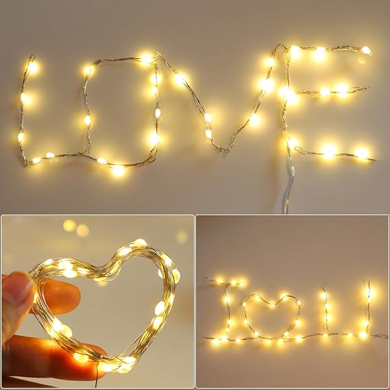 Fairy Lights Battery Operated, 6Pack 10FT 30Led String Lights for Bedroom, Parties, Wedding, Glass Bottle Decoration (Warm Color), DC-001