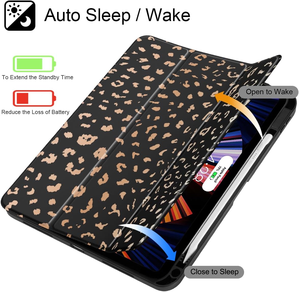 May Chen for iPad (A16) 11th Generation Case 11 Inch 2025, iPad 10th Gen Case 2022 10.9 inch, Built-in Pencil Holder with Shockproof Cover Clear Transparent Back Shell Auto Wake/Sleep, Leopard Print