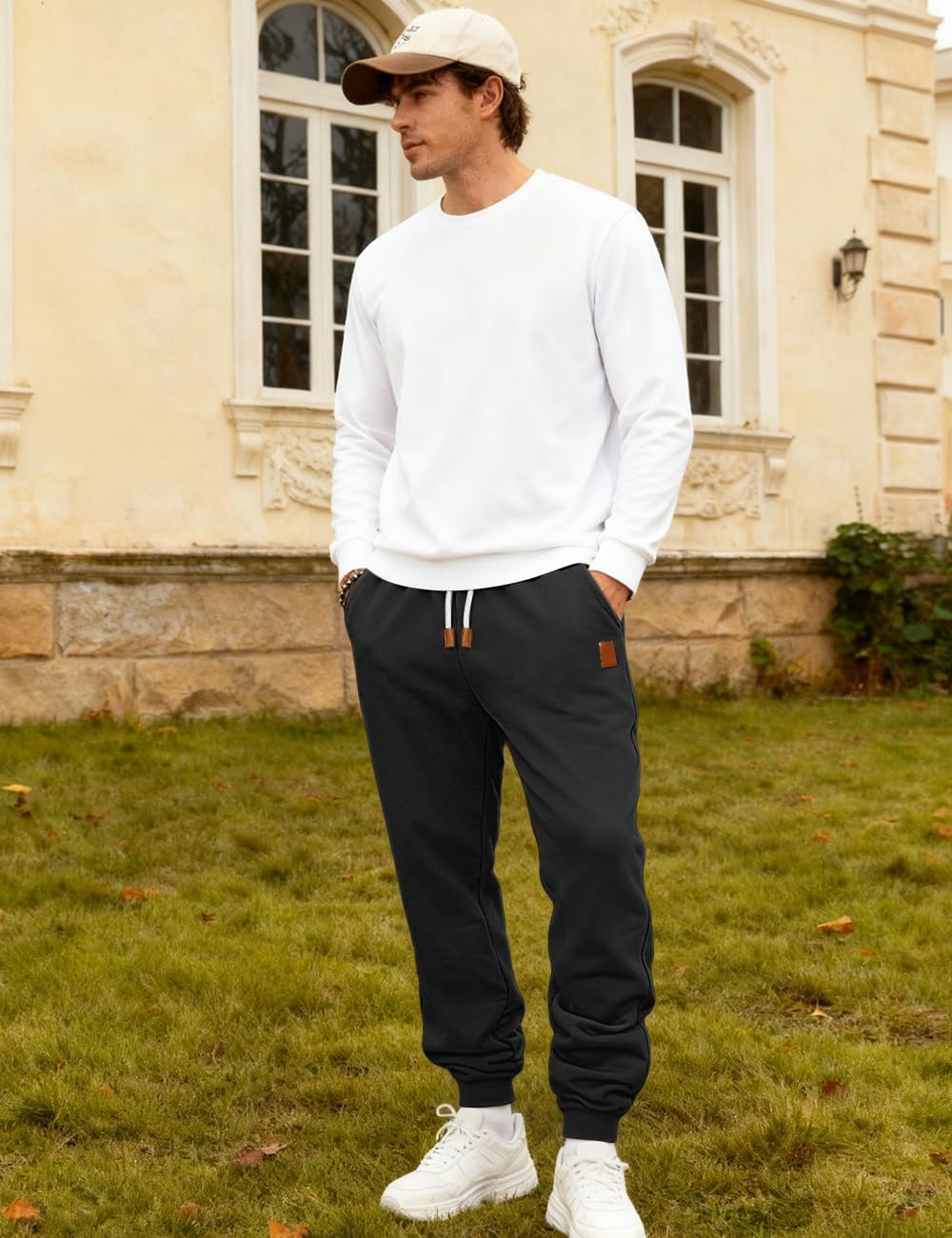 Mens Drawstring Sweatpants with Pockets Athletic Jogger Pants Cargo Sweatpant Winter Fleece Athletic Trousers