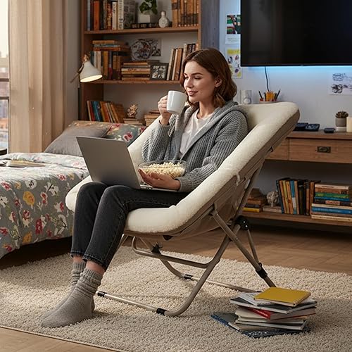 Miniatura 2 de Tiita Silla Cómoda Plegable, Silla de Acento Plegable de Gran Tamaño de Piel Sintética Suave, Silla de Descanso Perezosa para Niños, Adolescentes y