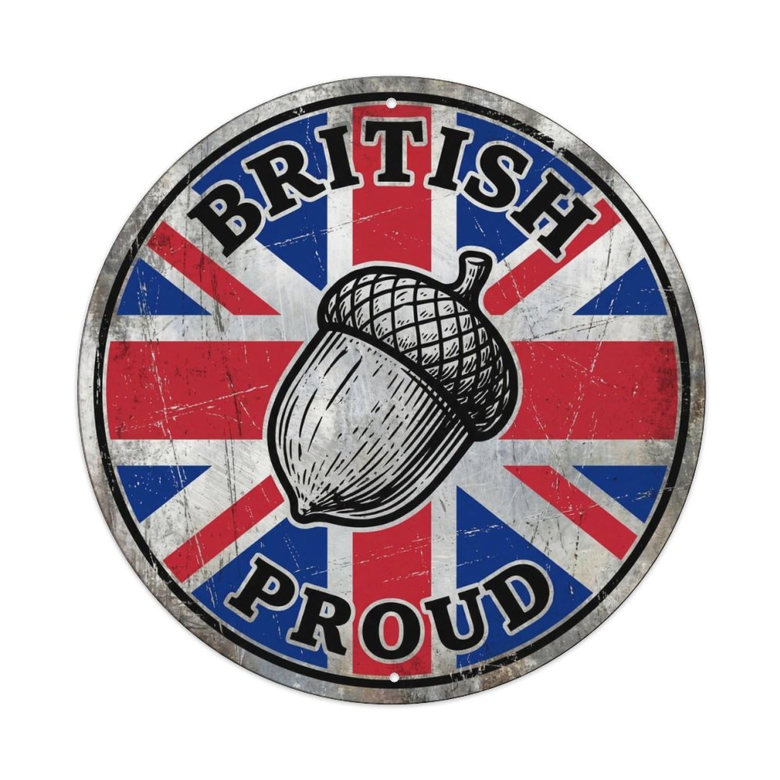 British Proud Acorn Botanical Heritage Emblem Metal Tin Sign
