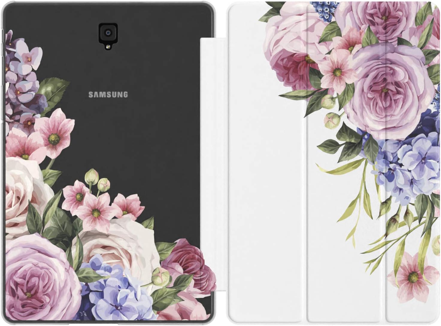 Mertak Case Compatible with Samsung Galaxy Tab S7 S6 Lite S5e S4 A7 10.4 A 10.5 10.1 2019 S3 9.7 S2 8.0 Bouquet Peony Magnetic Closure Cute Clear Slim Roses Print Design Flowers Floral Pink Purple