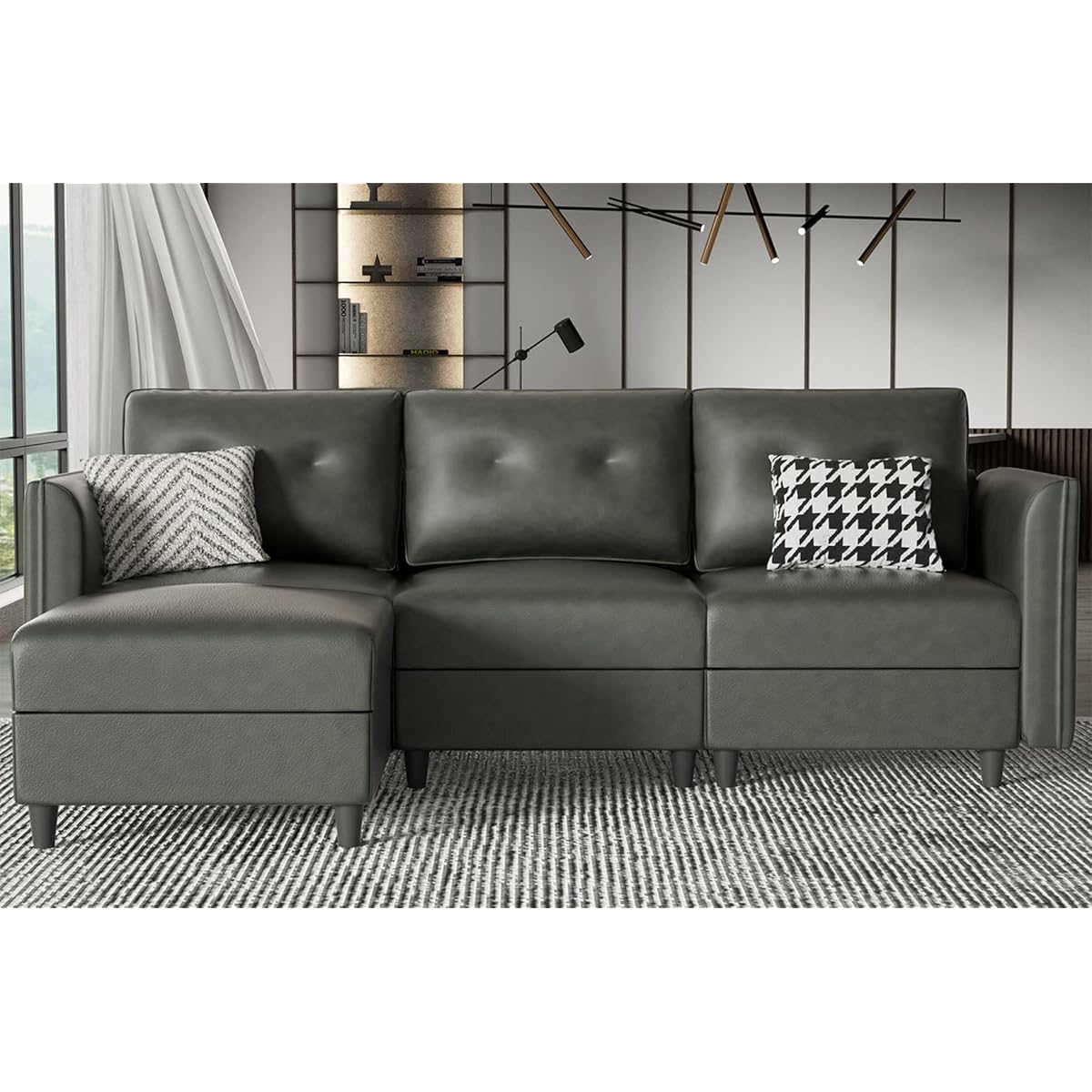 60/mo Finance LLAPPUIL Modular Sectional Sofa Faux Leather Fabric