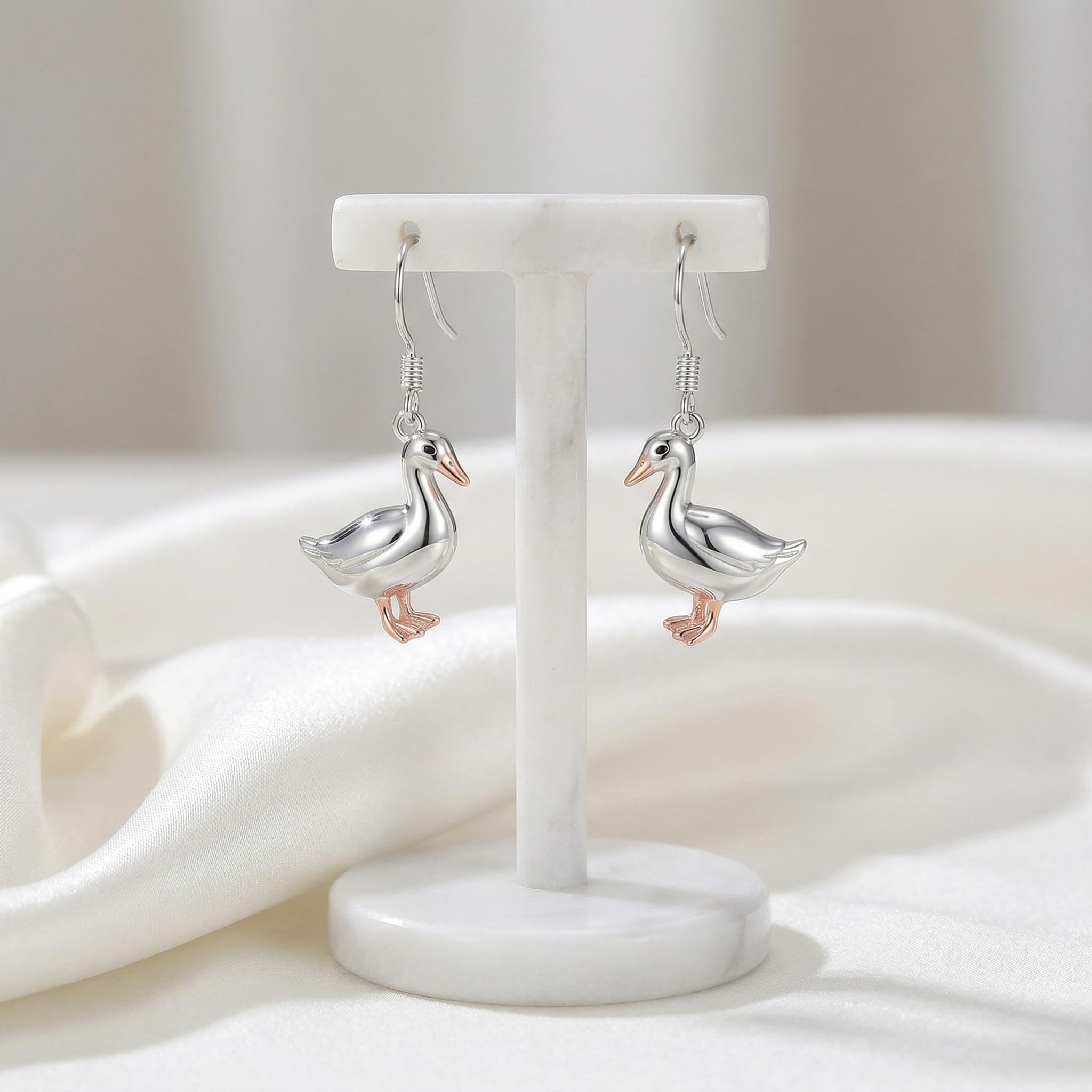 Gänse-Schwinge Ohrringe 925 Sterlingsilber niedliche Tiere Ohrringe süße Gans Schmuck Geschenke für Frauen