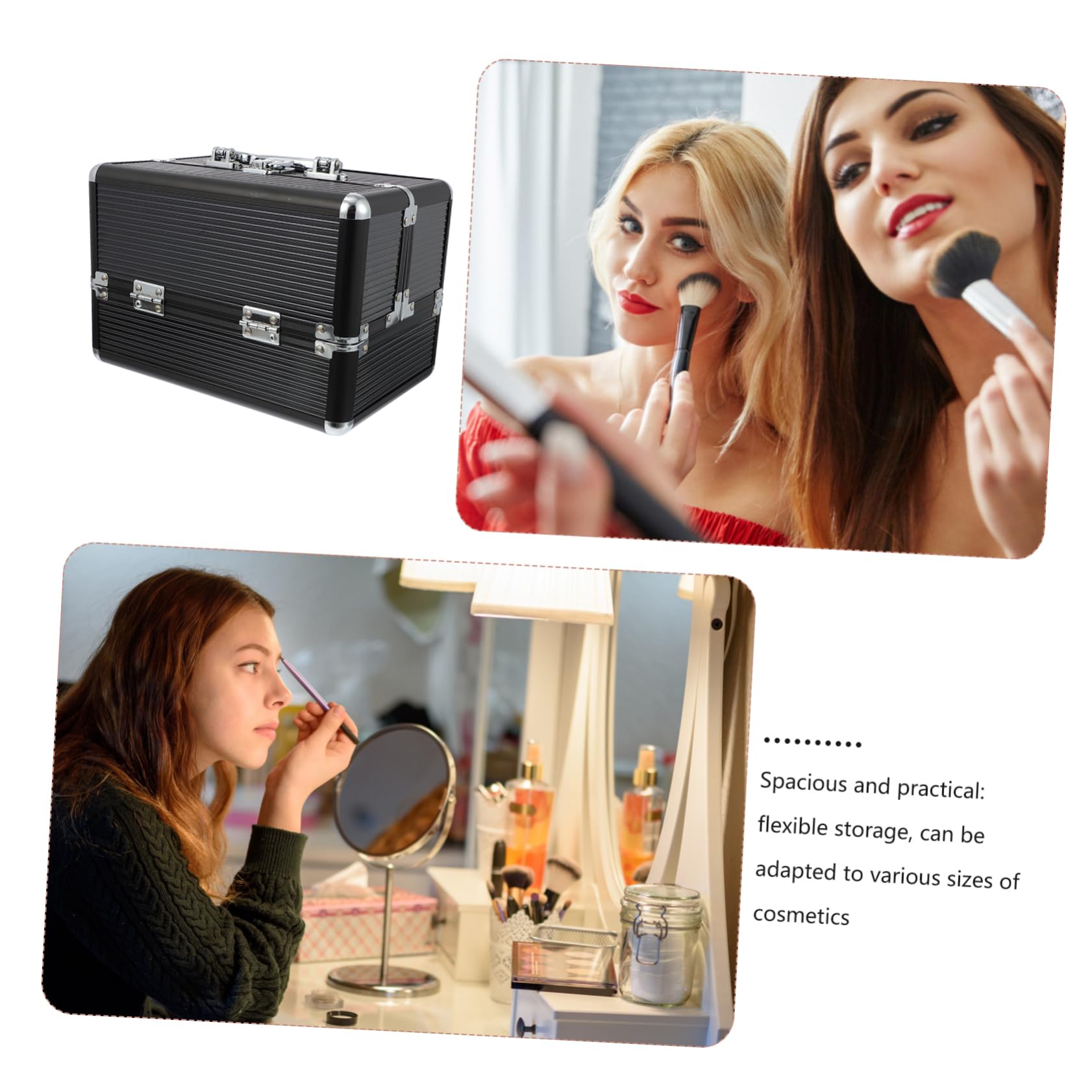 Sac Maquillage Professionnel avec Capacité Boîte De Rangement Cosmétique Trousse De Maquillage De Voyage Contenant Cosmétique Pratique