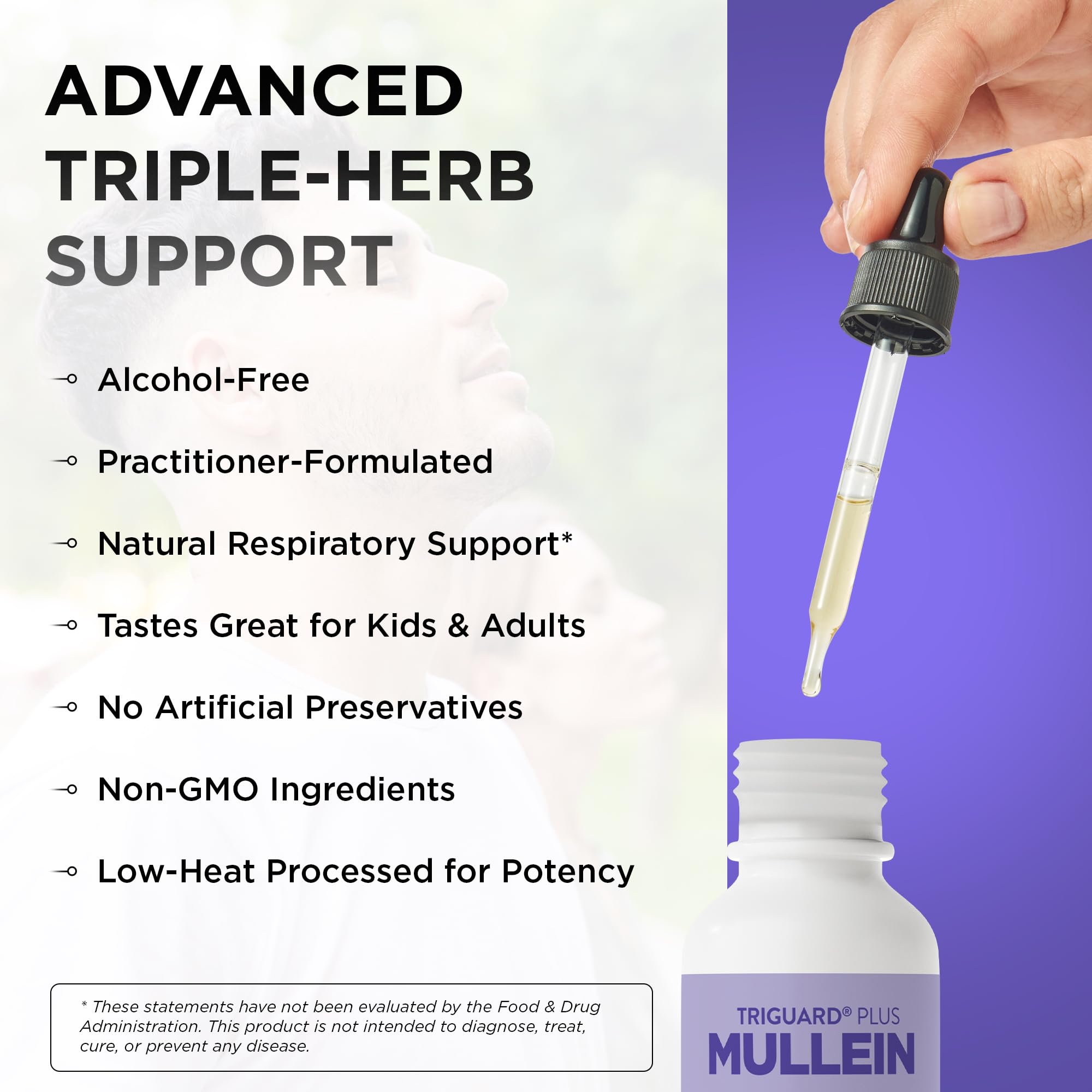 TriGuard MULLEIN Plus - Mullein Leaf Extract, Elderberry Extract & Olive Leaf Extract 2 fl oz | Supports Healthy Respiratory Function & Immune System | Alcohol-Free, Non-GMO, Tastes Great, Made in USA — Amazon image 6