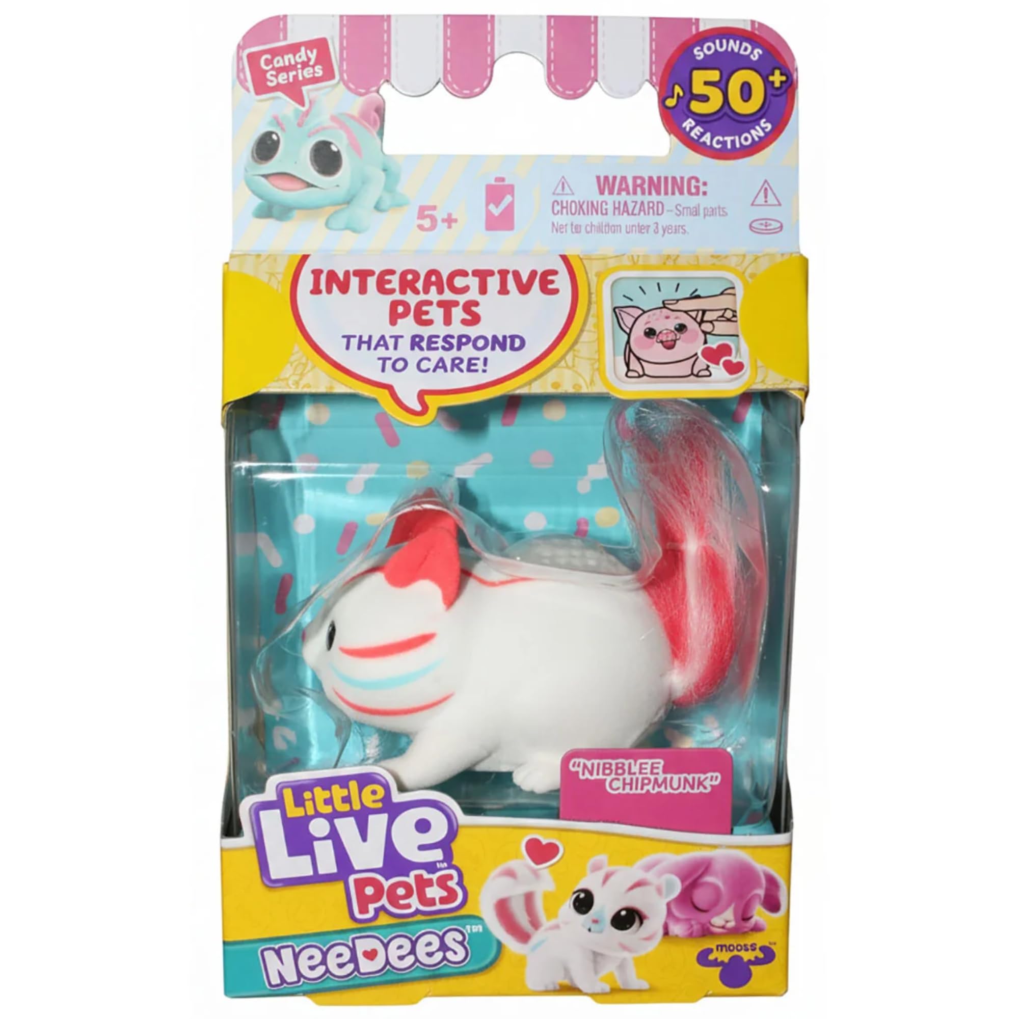 Little Live Pets NeeDees with 50+ Sounds & Reactions - (Candy Series - Nibblee Chipmunk)