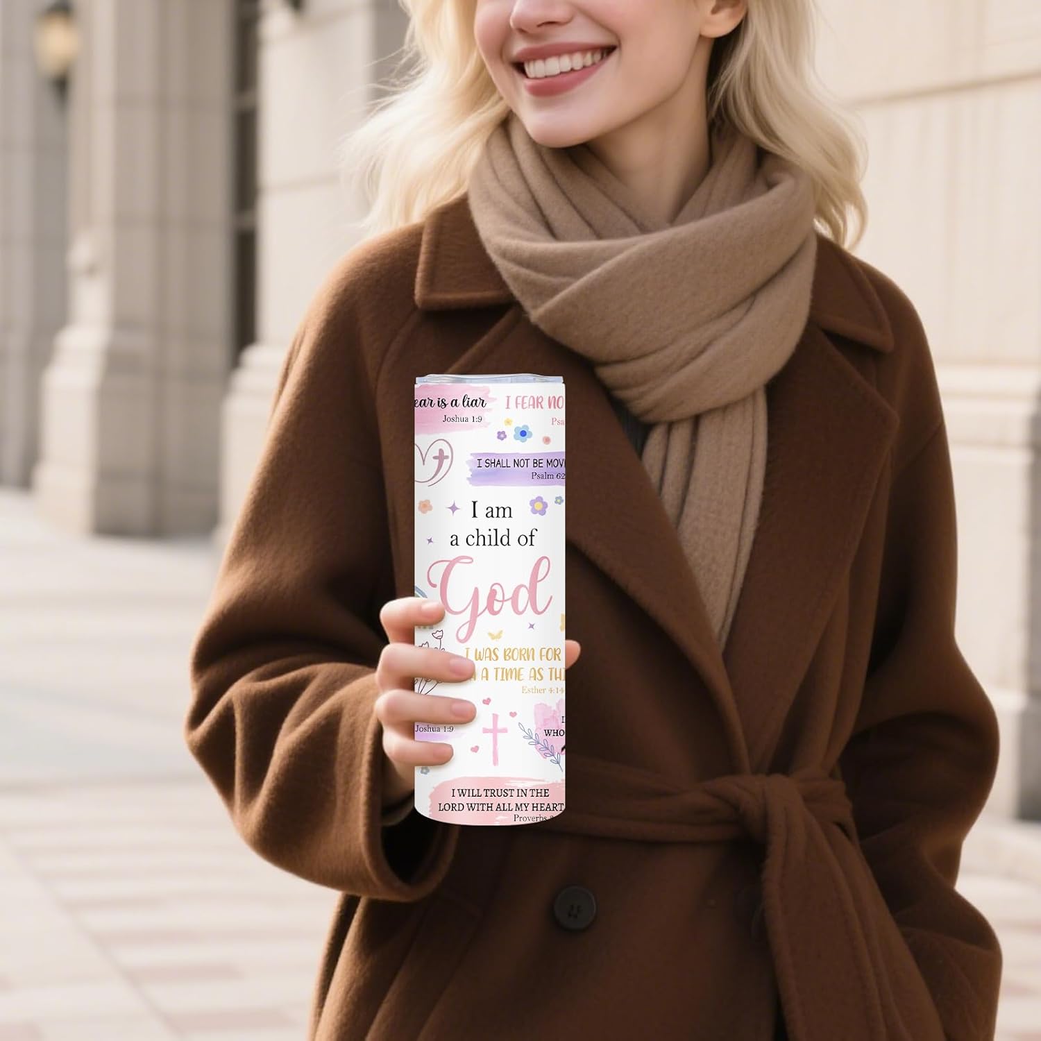 Christian Gift for Women - Tumbler 20oz I Am a Child of God Cup Tumbler, Inspirational Religious Birthday Catholic Spiritual Baptism Confirmation Gifts, Christian Coffee Mugs, Bible Gift for Women - Image 3