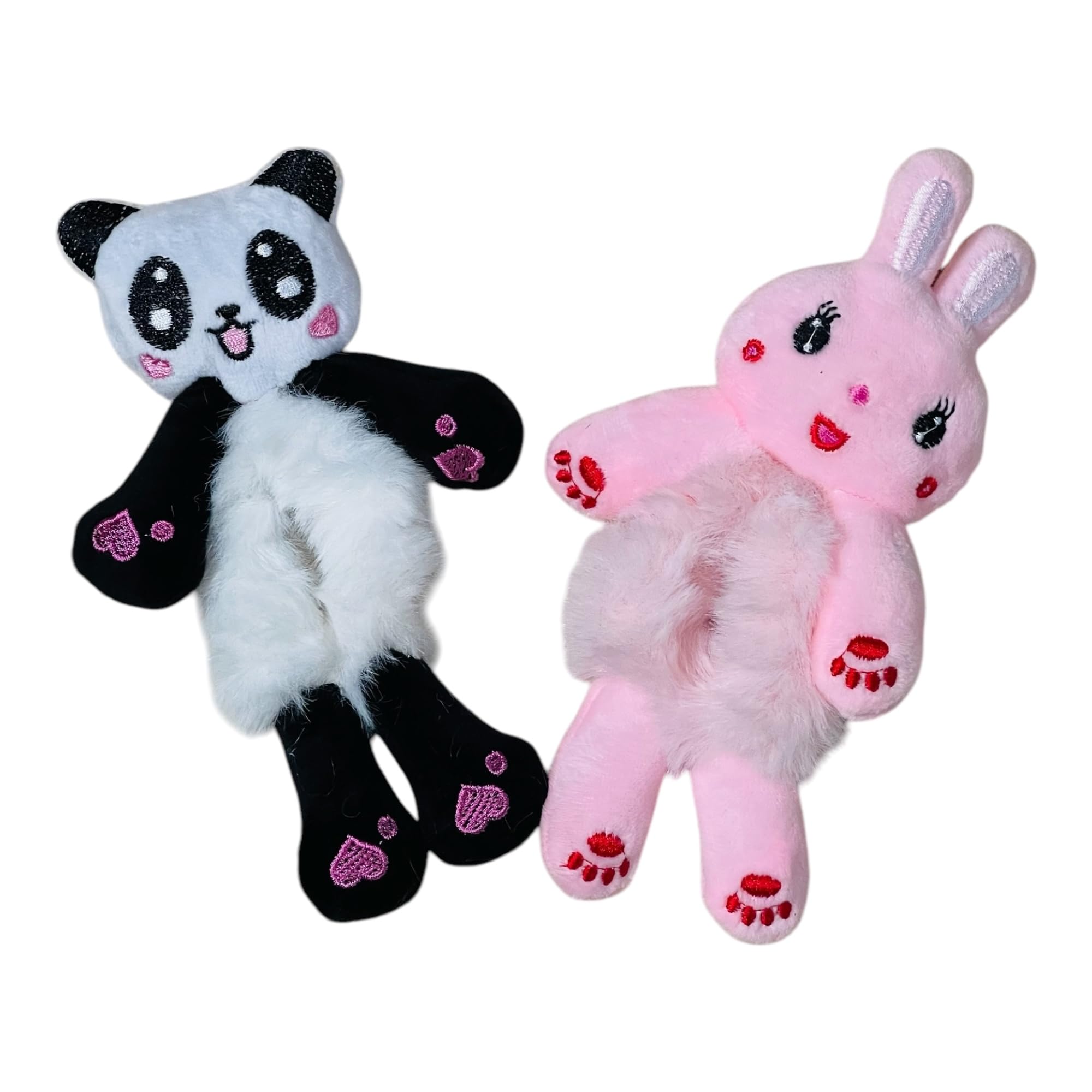 Moira Plush Animal Hair Ties for Girls, Panda and Bunny Design, Soft Elastic Scrunchies, Pack of 2-image-31