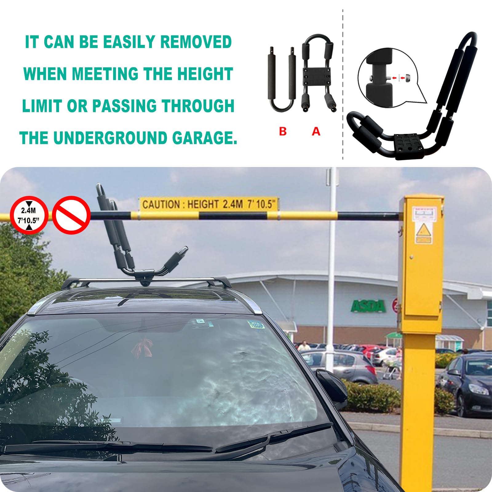 HUIMENG J Bar Kayak Roof Rack Universal Kayak Saddle Kayak Carrier Holders for Canoe, SUP, Kayaks, Surfboard and Ski Board Rooftop Mount on SUV, Car and Truck Crossbar (Kayak roof Rack)