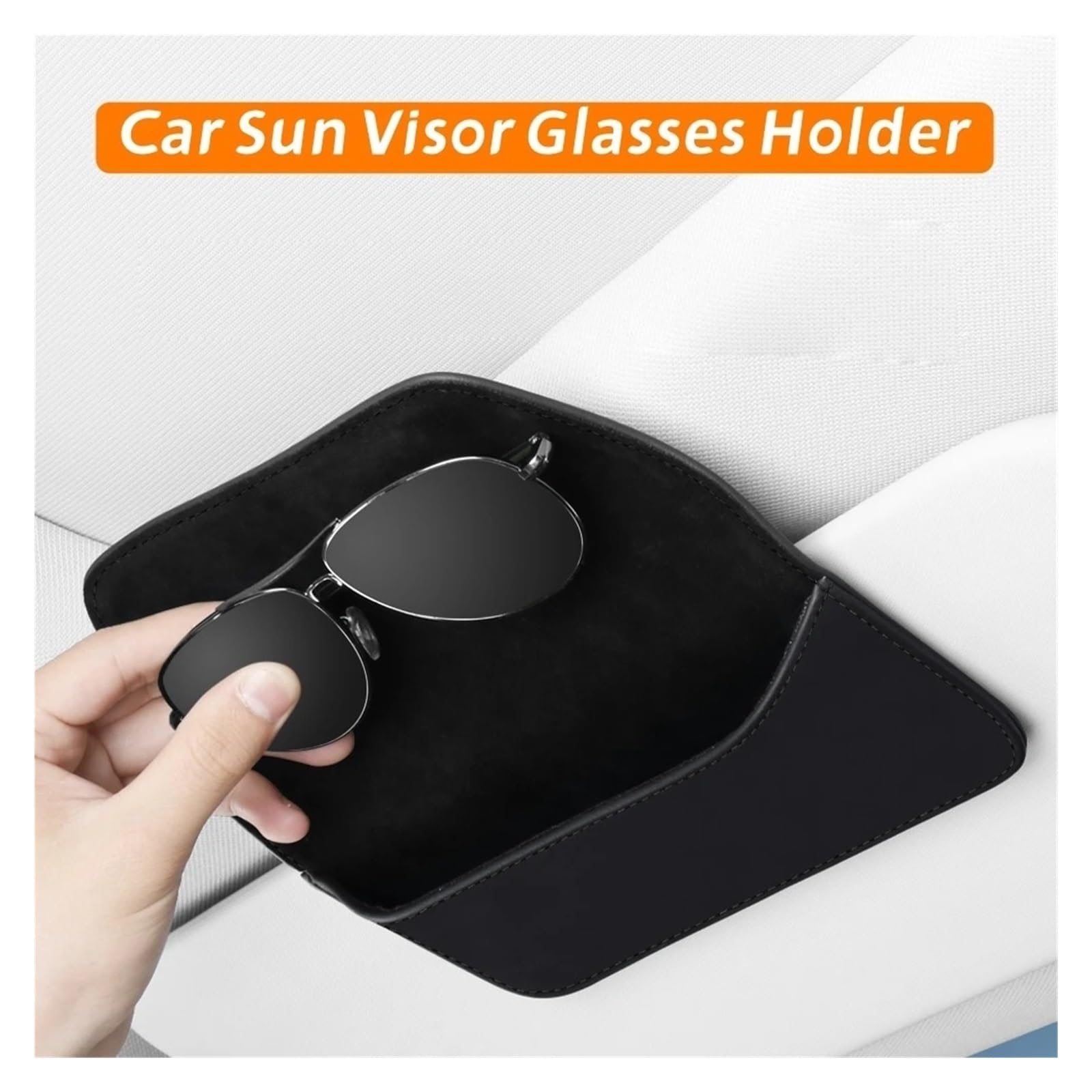 Auto Sonnenbrillenhalter Magnetischer Sonnenblenden-Sonnenbrillenhalter – Universelles Brillenetui Aus PU-Leder Mit Beflockungsfutter Autos SUVs Und LKWs(Black)