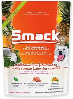 Smack Pet Food Organic Raw Dehydrated Dog Food Grain-Free, Gluten-Free, Raw Food for Dogs (Caribbean Salmon Fusion, 7.4 Ounce)