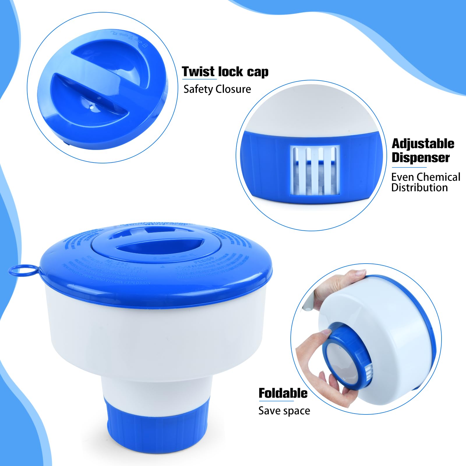 7" Distributeur de Chlore Flottant, Diffuseur Chlore Piscine, Distributeur de Chlore pour Piscine, Distributeur Flottant, Diffuseur de Chlore pour Piscine/Spa/Fontaines