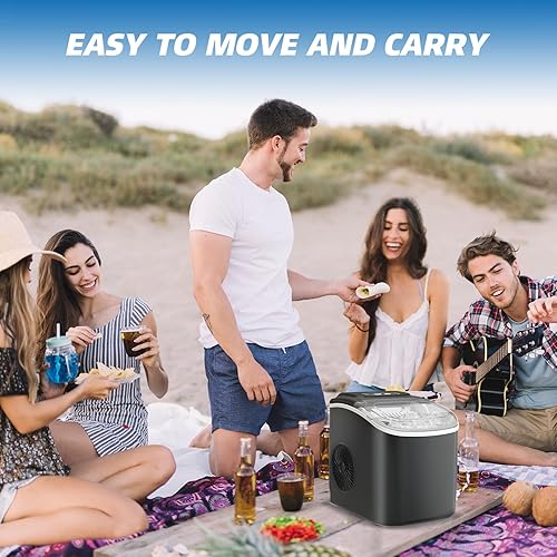 Miniatura 7 de Máquinas para hacer hielo para encimera, máquina de hielo portátil autolimpiante, 26 libras24 horas, 9 cubos bala listos en 6 minutos, cuchara y