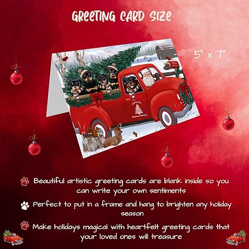 Miniatura 4 de Christmas Santa Express Delivery Red Truck Rottweilers - Tarjetas de invitación para mascotas adorables con sobres - Tarjetas de notas navideñas