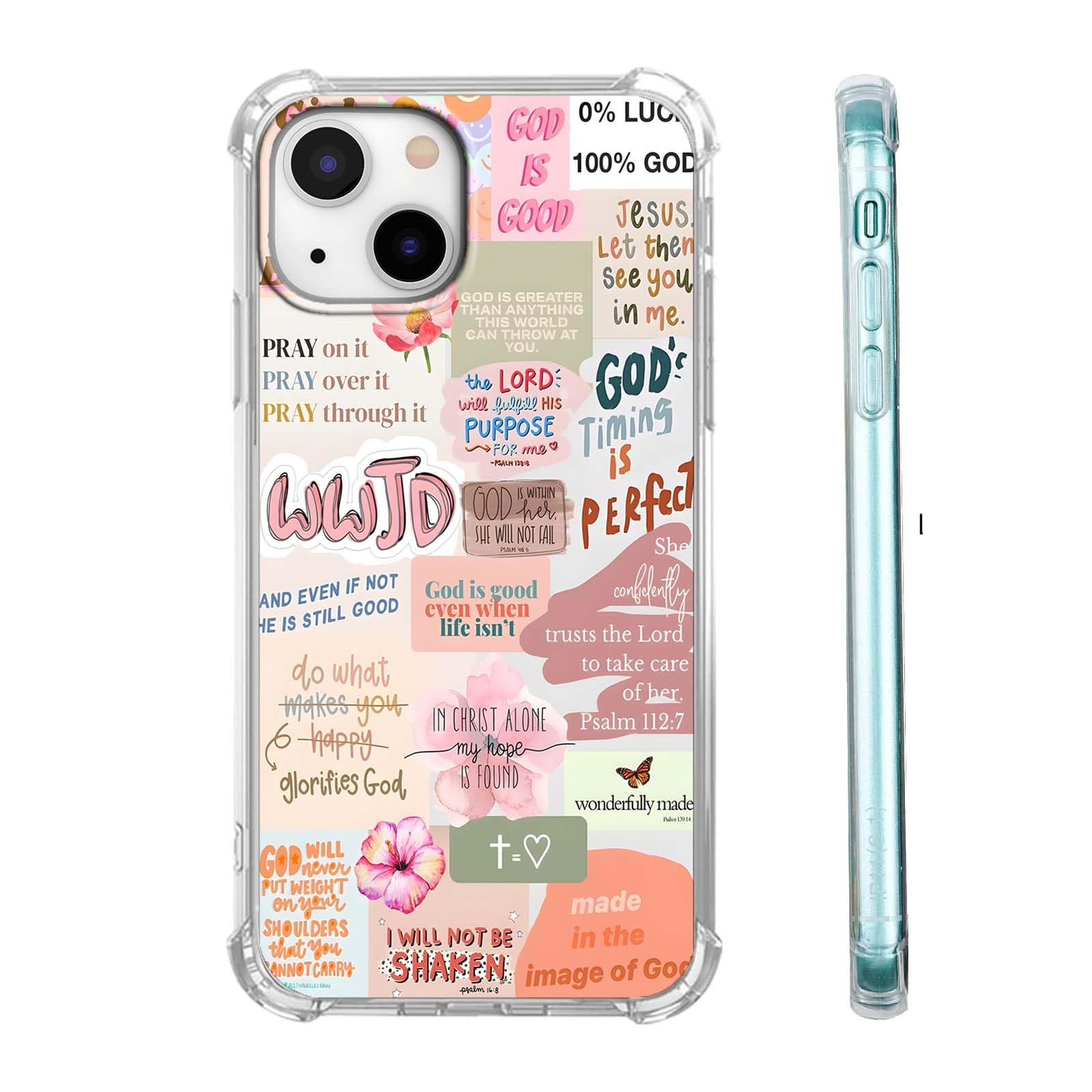 Tobelint Case for iPhone 13 Mini with Christian Design,Jesus Bible Verse Collage Pattern for Men Women,Clear Slim Soft TPU Bumper Case,5.4”(Christian,