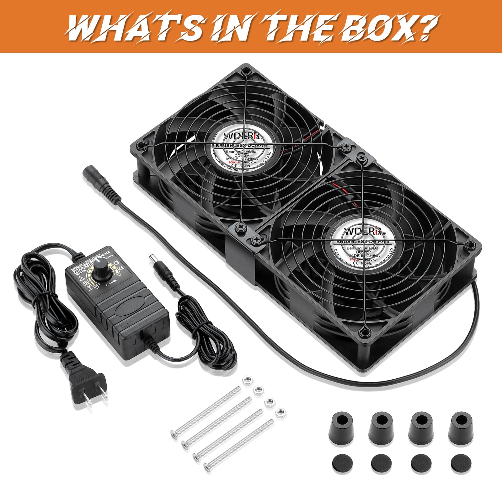 2 ventole per computer da 120 mm con spina AC, 110 V, 120 V, 220 V, 240 V, per server rack, armadietti, finestre piccole (12038)