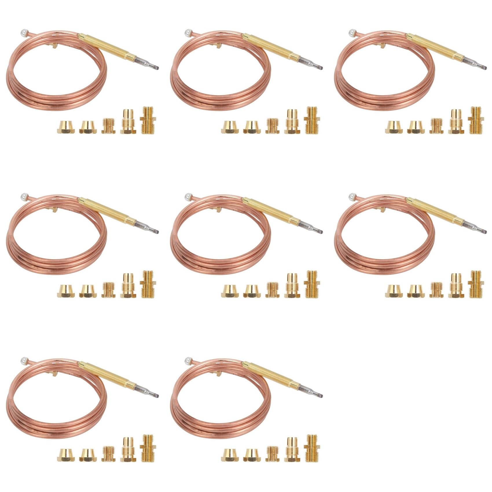Jnchdghwa Golden 8X Universal Gas Stove Thermocouple With 40Pcs Nuts Heating Gas Burner Replacement Thermocouple Adaptor