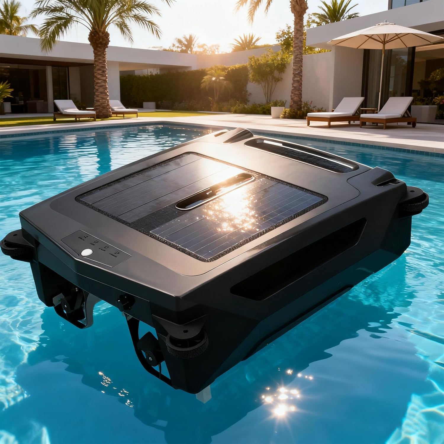 Solar-Powered Pool Cleaning Robot, Cordless Pool Vacuum with 400μm Filter, Portable, Self-Parking Auto-Turn, Fault Reminder Function, Ipx7 Waterproof for Above-Ground Pools Up to 80㎡ - Image 1 of 8