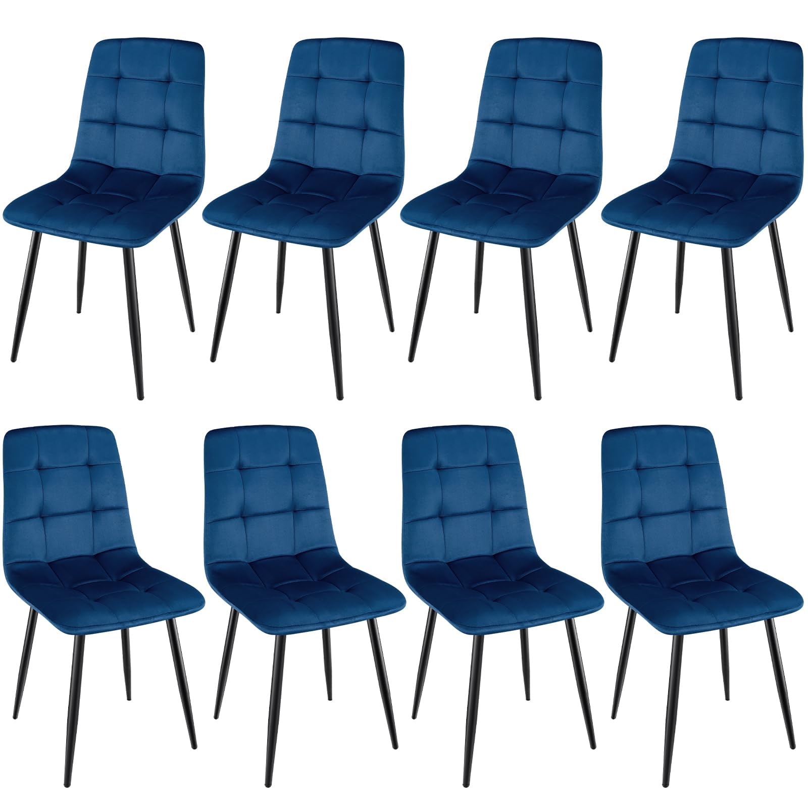 ANVOFONG Esszimmerstuhl 8er Set, Verdickte Holländischen Samt Kissen Esszimmerstuhl Geeignet für Esszimmer Küche Essen, Studie Lesen, Wohnzimmer Freizeit, Dunkelblau.