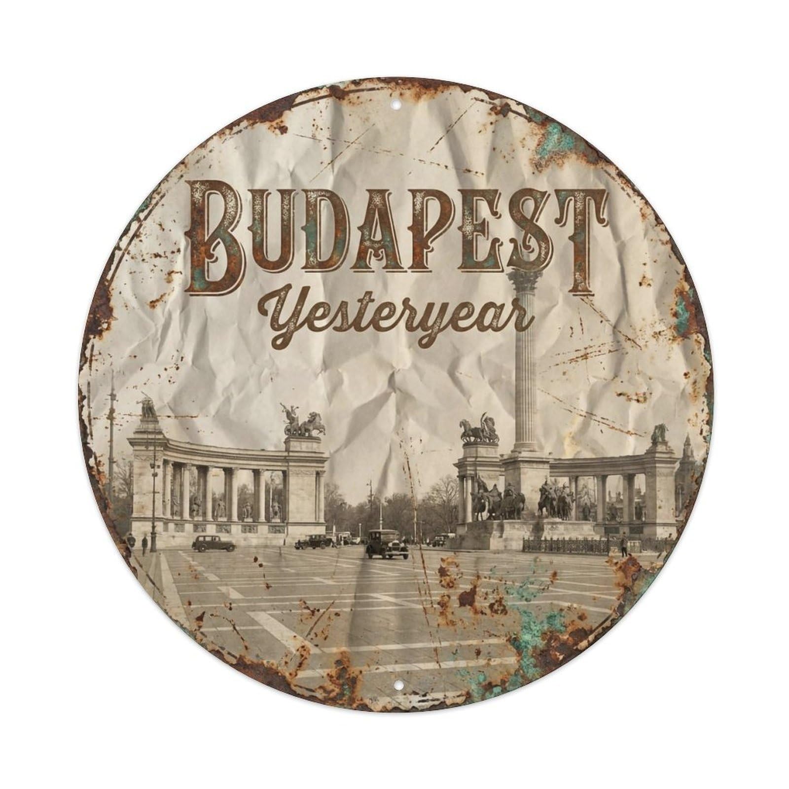 Vintage Travel Budapest Hungary Yesteryear Vintage Metal Tin Sign Plaque
