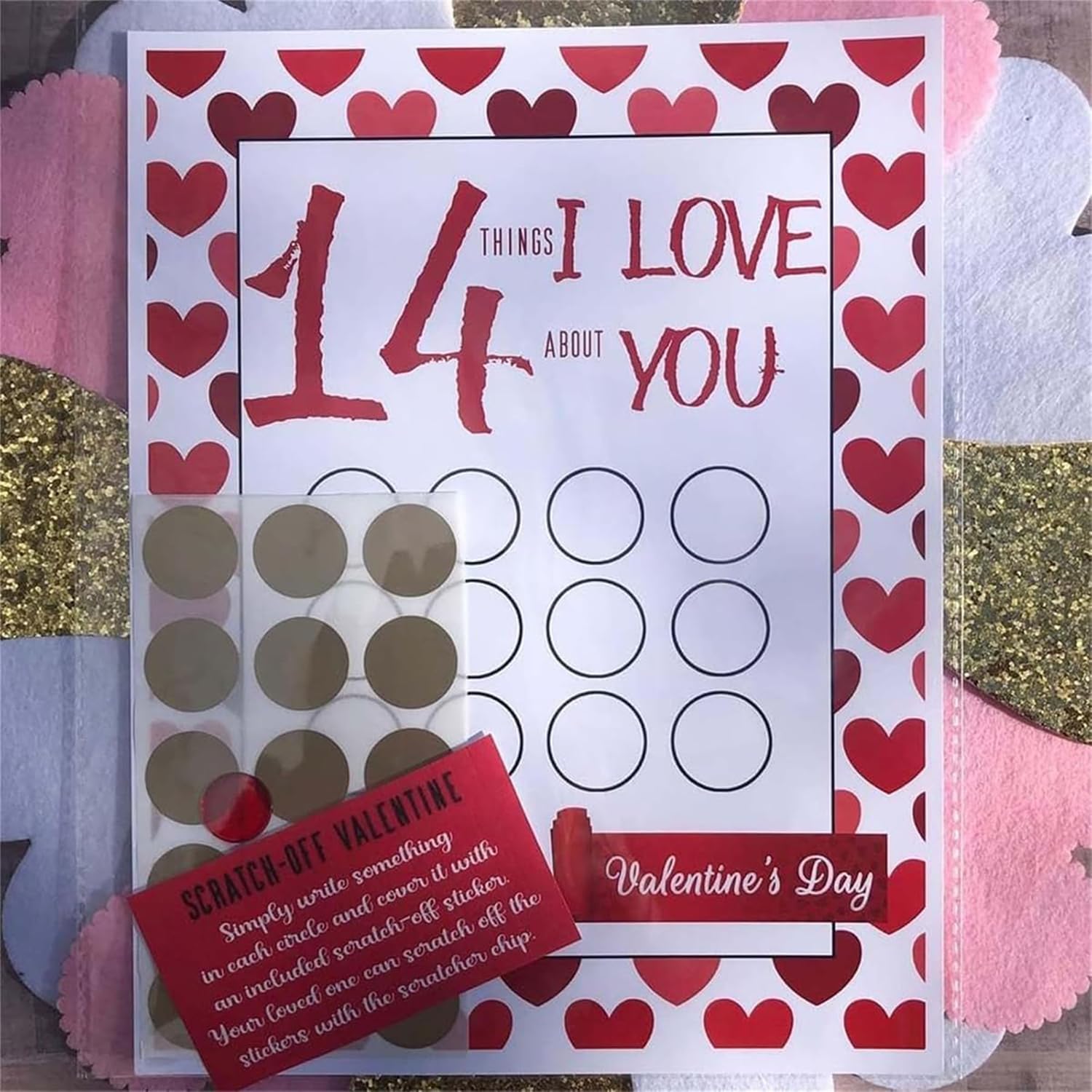 Tarjetas para rascar de San Valentín, 14 cosas que amo sobre ti, 14 tarjetas para rascar, calendario de Adviento del día de San Valentín para él, ella, marido, esposa, novia, novio (A-I Love)