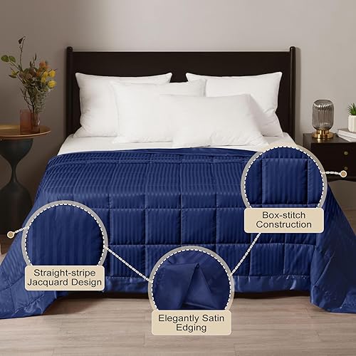 Miniatura 2 de downluxe Manta con peso tamaño King, manta con peso de 18 libras con cuentas de vidrio para todas las estaciones, lavable a máquina (color azul