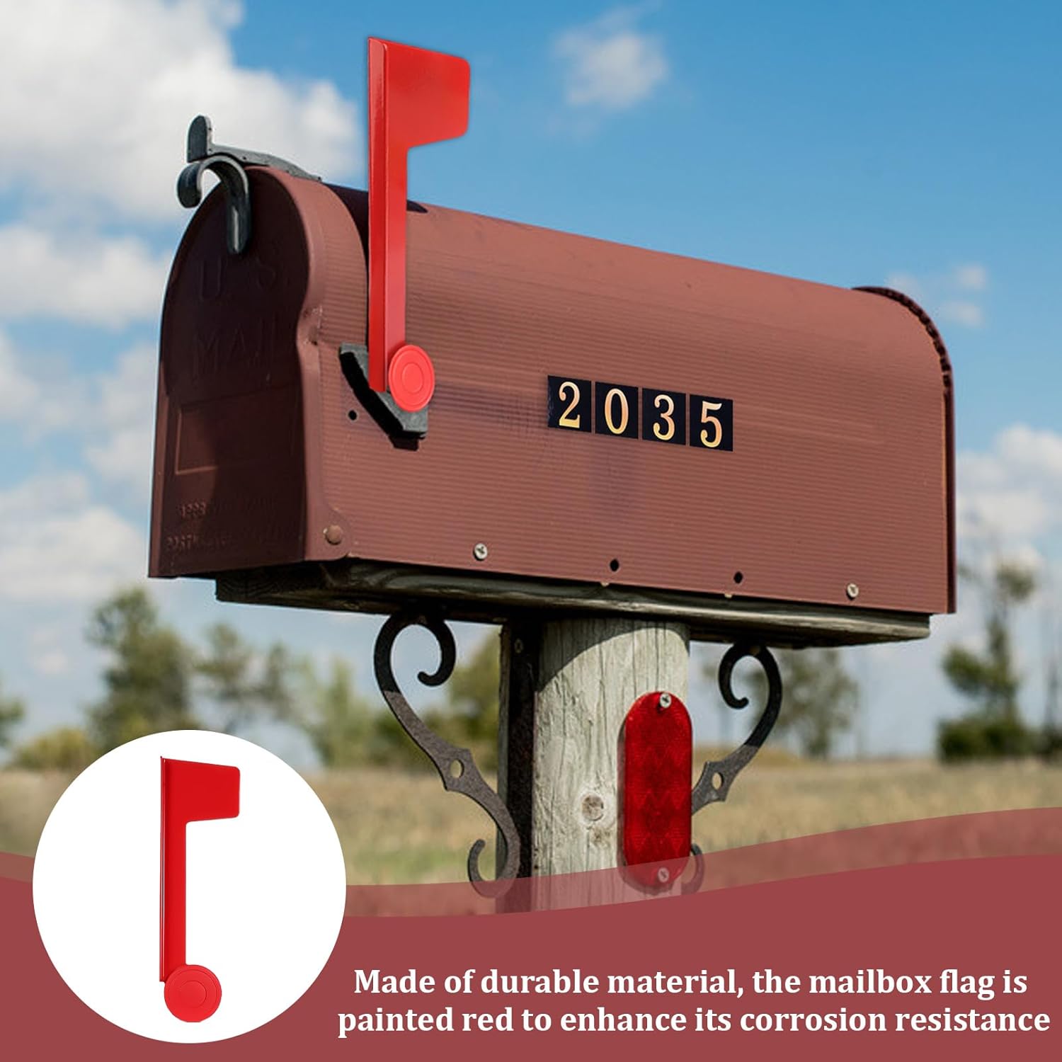 Mailbox Flag Replacement,Mailbox Flag,Easy Installation Replacement Mailbox Flag,Mail Box Flag Replacement,Magnetic Mailbox Flag,Flag for Mailbox for Metal Brick Stone Wood & All Other Surfaces(Red)