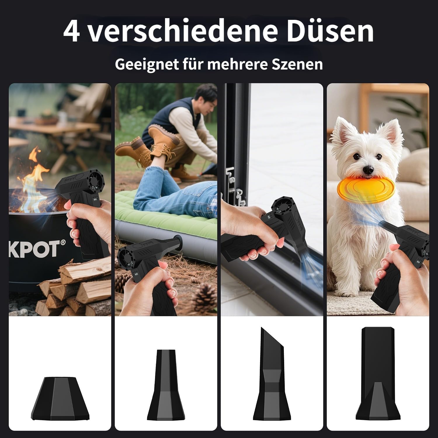 Elektrischer Staubbläser, 4-Gang-Elektroluftstaubblüter mit 110.000 U/min, wiederaufladbarer Luftbläser, kabelloser Luftstaubblüter, Mini-Gebläse für PC, Laptop, Elektronik, Tastatur, Sofa, Auto