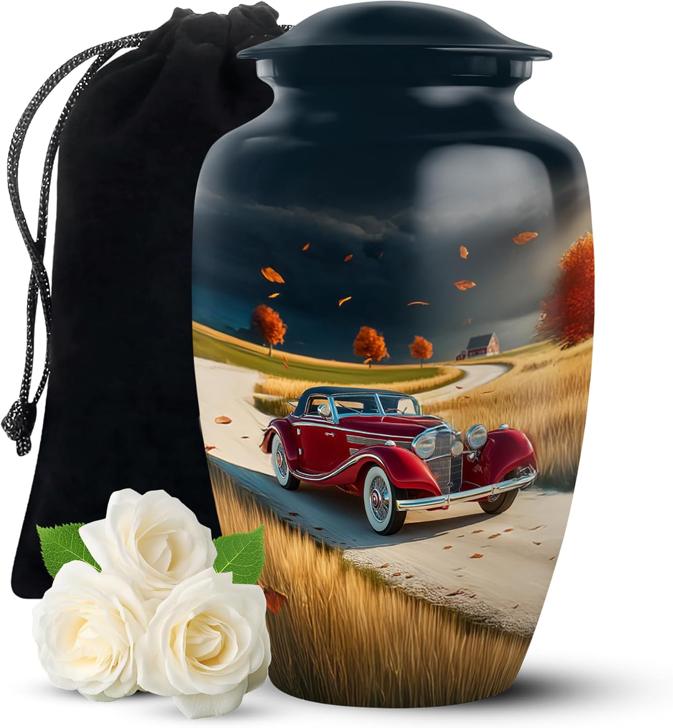 YATHABI Red Car Urn for Ashes Adult Male - Funeral Burial Urns for Human Ash - Blue Memorial Urns for Human Ashes Adult Female - Large Urn - 10 Inch