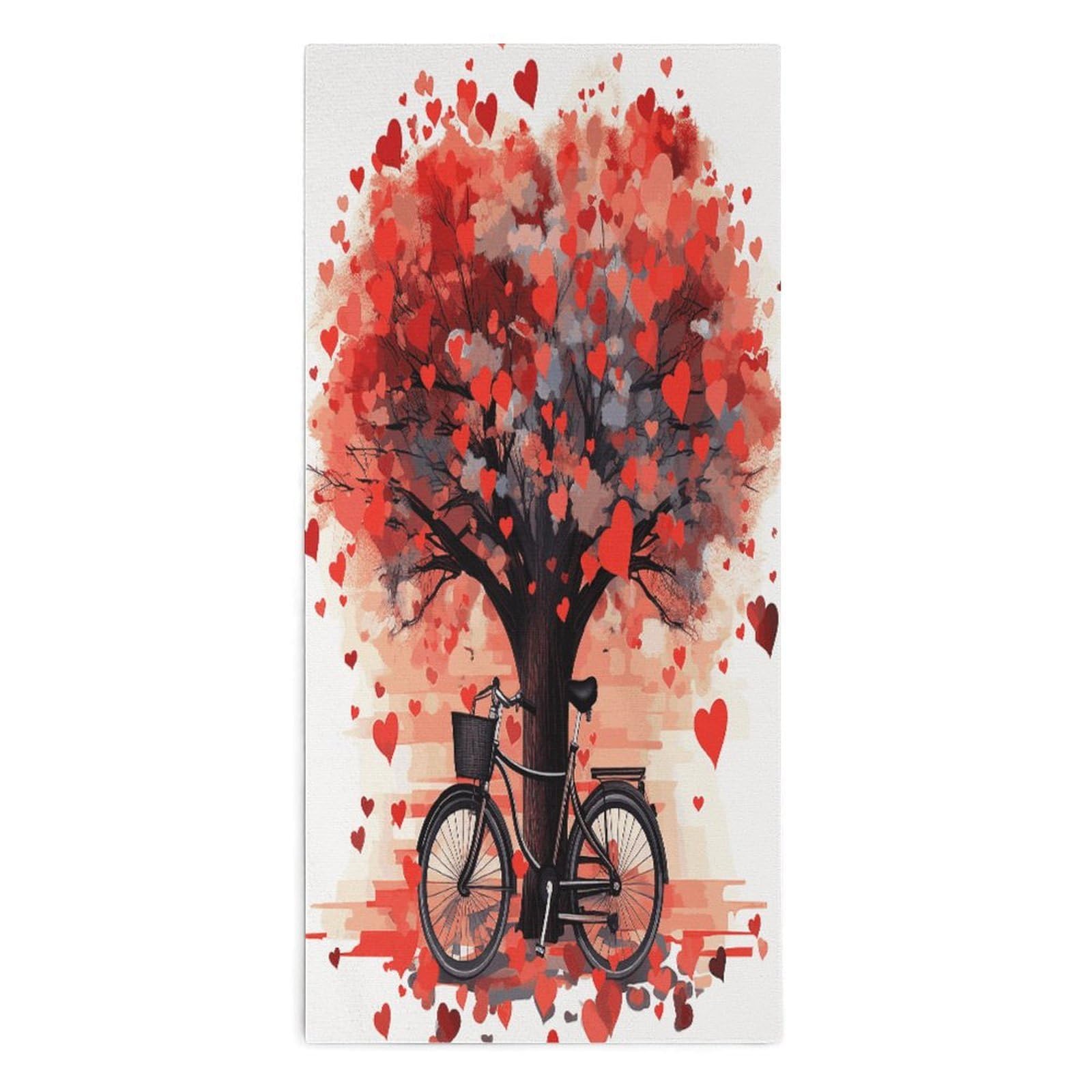 Btcowzrv Style Heart Tree Bicycle Bath Towel Beach Towels Shower Towel