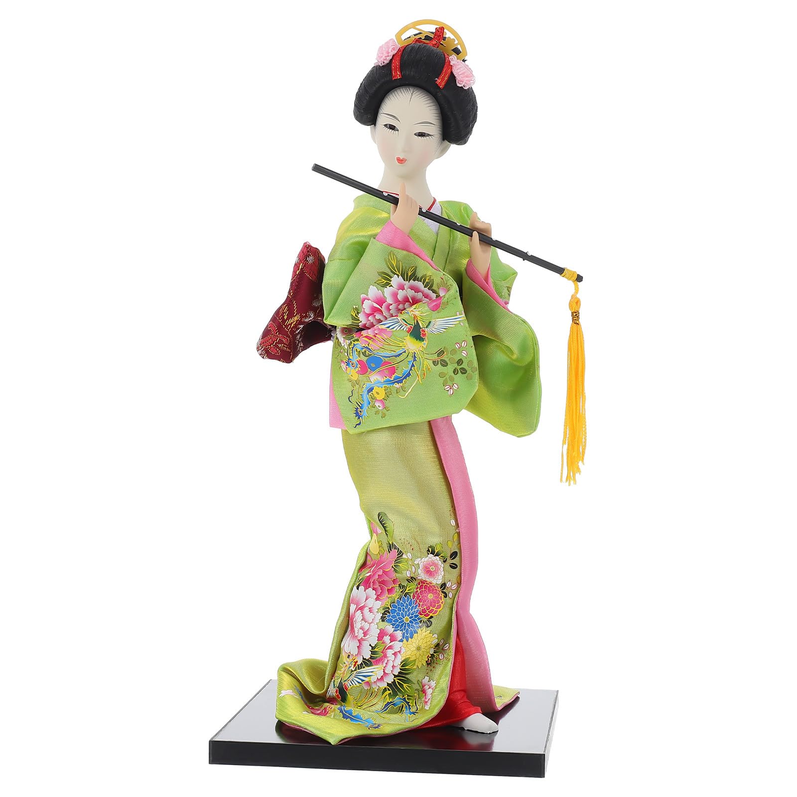 Poupée Geisha japonaise en tissu de 30 cm statuette décorative pour bureau et salon style aléatoire