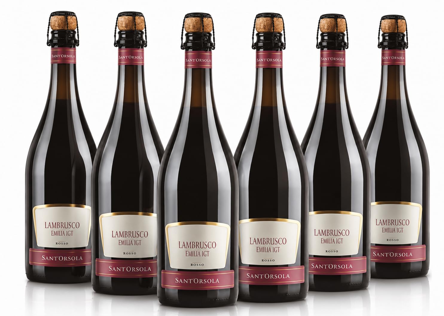 Sant'Orsola Lambrusco Emilia IGT Vino Tinto Seco Italiano - 6 Botellas X 750ml