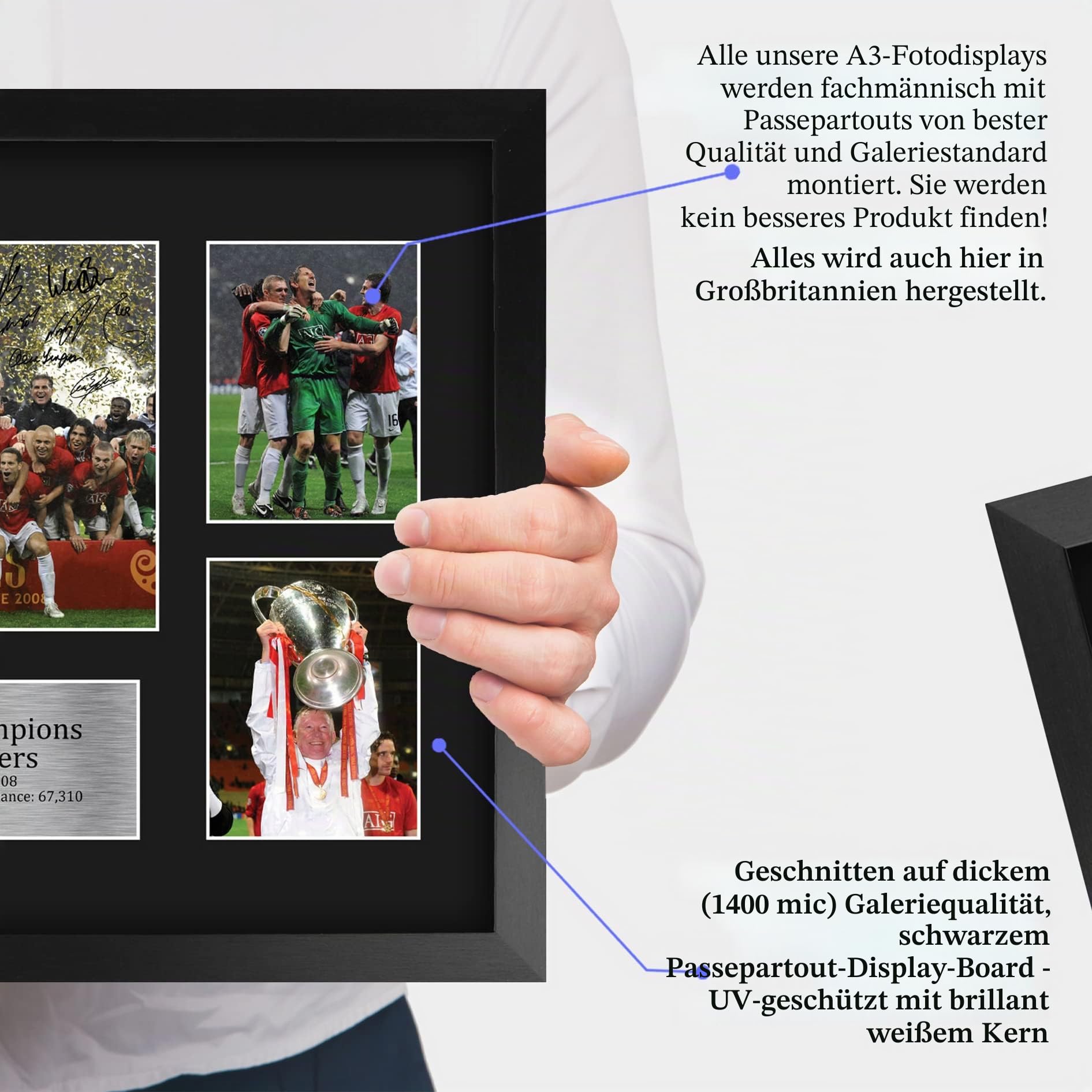 HWC Trading FR A3 2008 UEFA Euro Cup Winners gedruckte Erinnerungsstücke signiert Autogramm Display für Fußballfans und Fans – A3 gerahmt