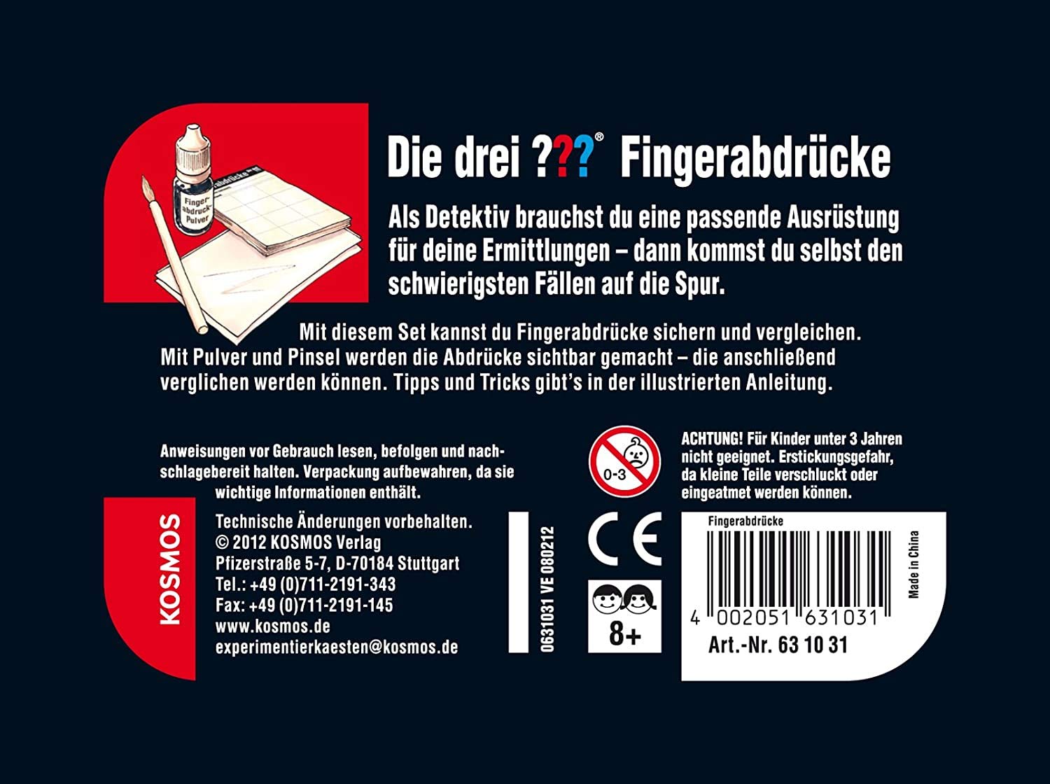 Franckh -Kosmos Die DREI ??? Detektiv-Koffer + Fingerabdrücke Detektiv Set