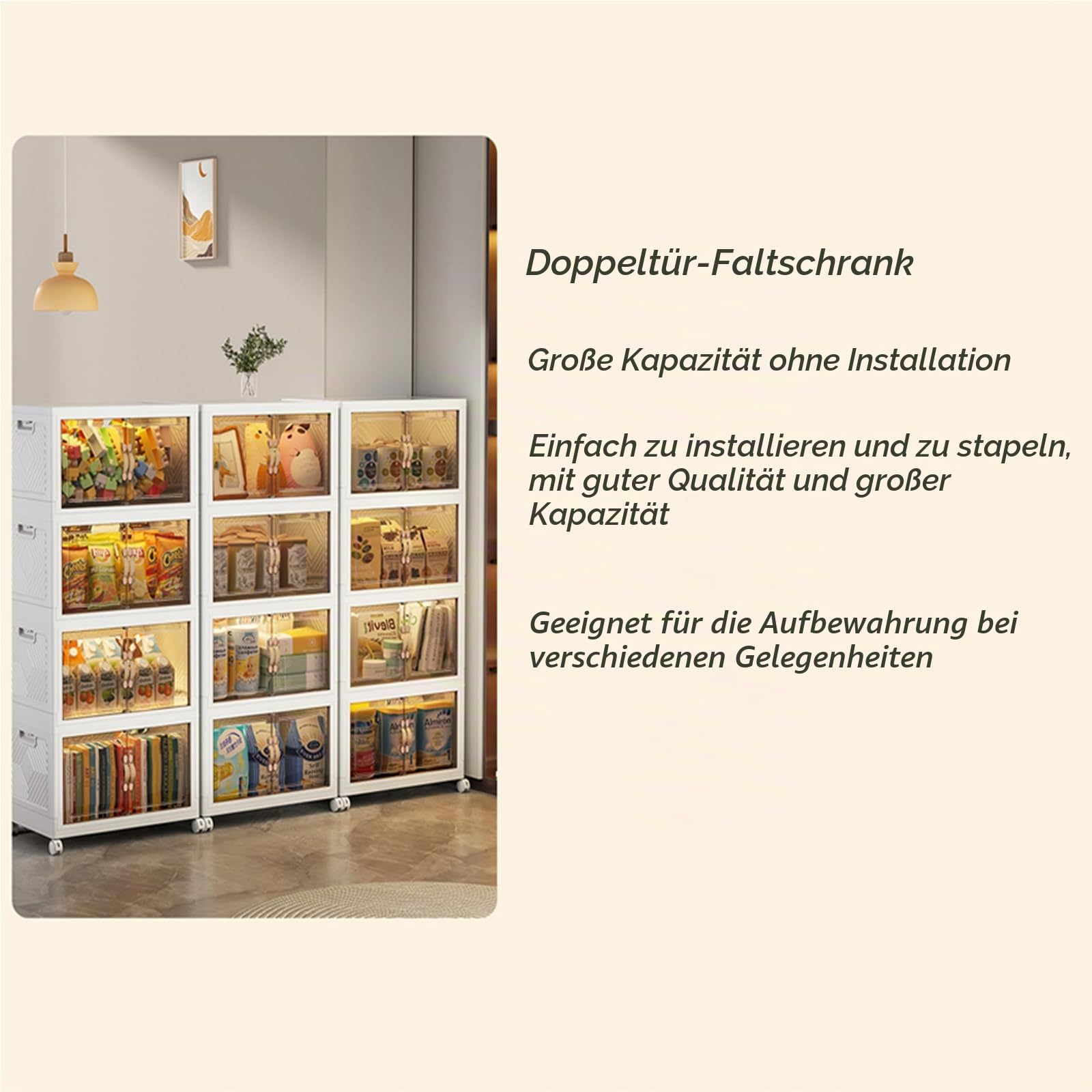 MECOLOR17.13Gal Installation freier Aufbewahrungsschrank, beweglicher Kunststoffschrank, Badezimmer Aufbewahrungsbox, Snack Spielzeug Klappschrank,geeignet für Familien und Schulen(2pack)