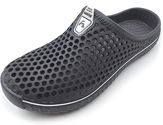 Amoji Garden Clogs Shoes House Slippers Indoor Room Sandals Outdoor Outside Shower Summer Breathable Ladies Adult Girl Boy AM1702 Grey 15-16 Women/13-14 Men