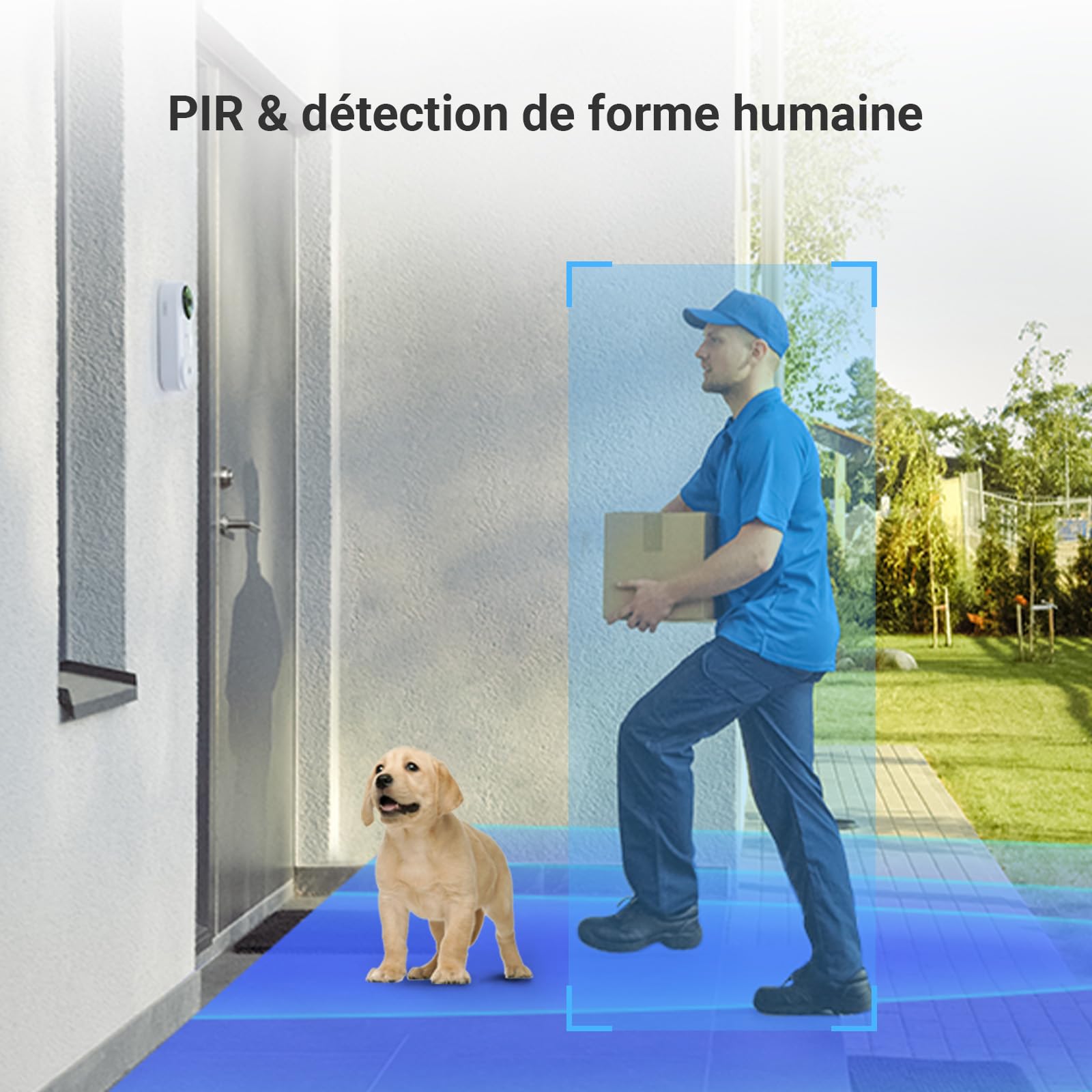 EZVIZ CP3 Sonnette connectée avec vidéo en 2K et Carillon, Kit de Sonnette sur Batterie avec Détection Humaine par IA, Audio Bidirectionnel et Vision Nocturne 6m, 100% sans Fil avec Batterie 5000 mAh