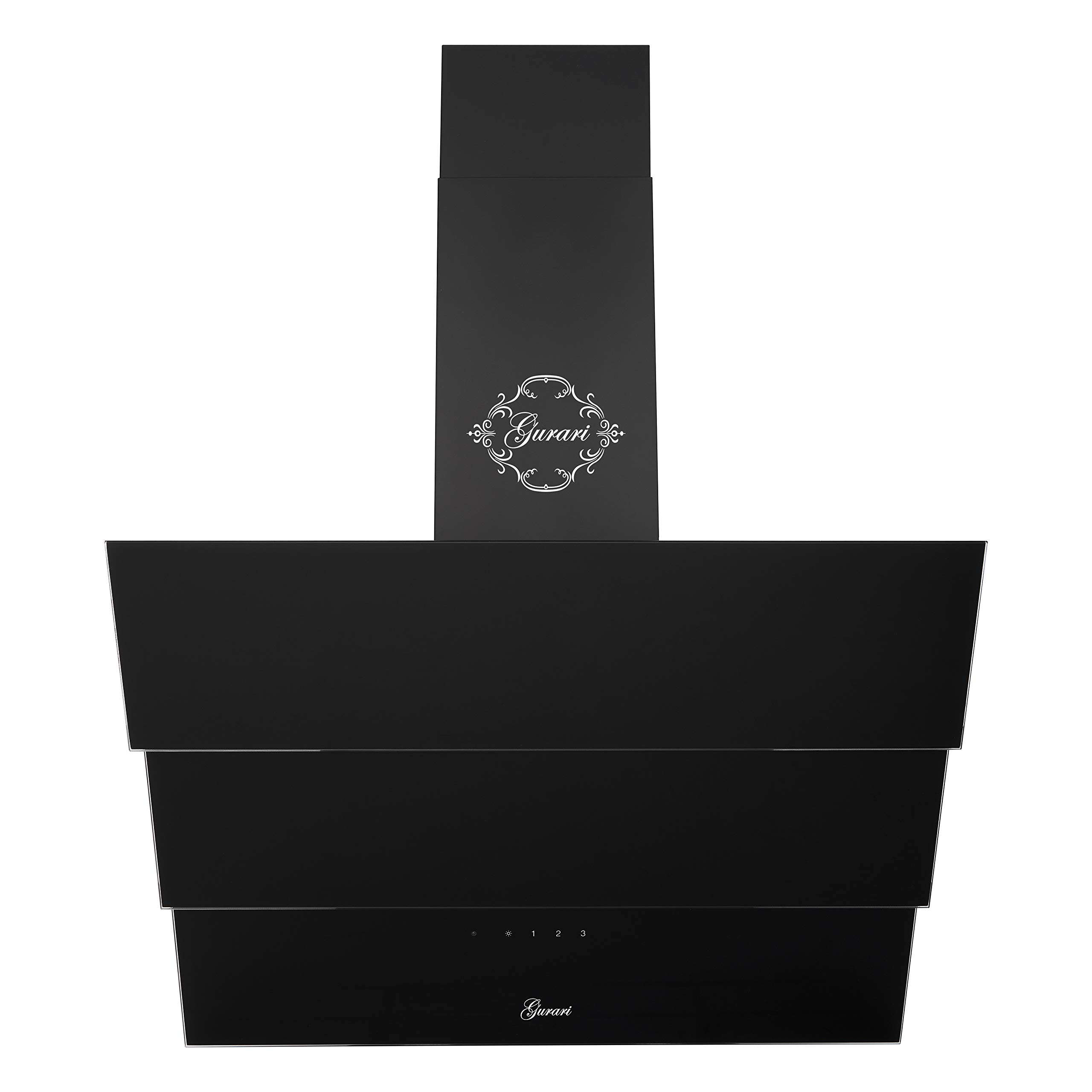 Gurari kopffrei Dunstabzugshaube 60 cm GCH D 267 BL.6 Prime Schwarz Glas | Wandhaube Umluft/Abluft | Abzugshaube 1000m³/h mit Fernbedienung (EEK A) | Randabsaugung, TouchControl, Timer