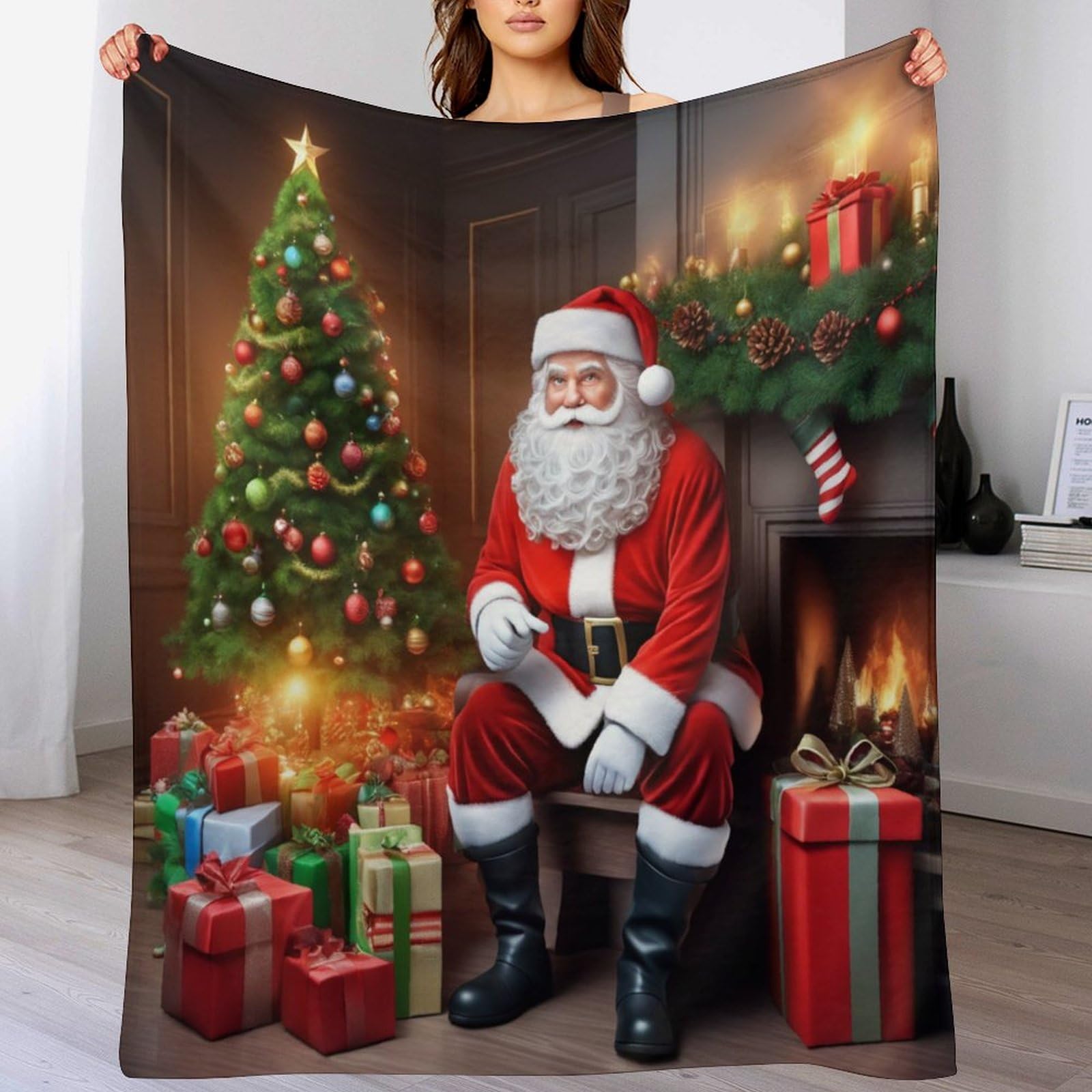 Couverture père Noël pour canapé plaid salon 140x180cm