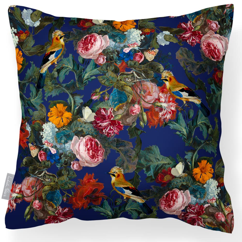 Izabela Peters Midnight Outdoor Cushions Waterproof, 50 Cm, Filled, Birds In Paradise - Garden Furniture Cushions