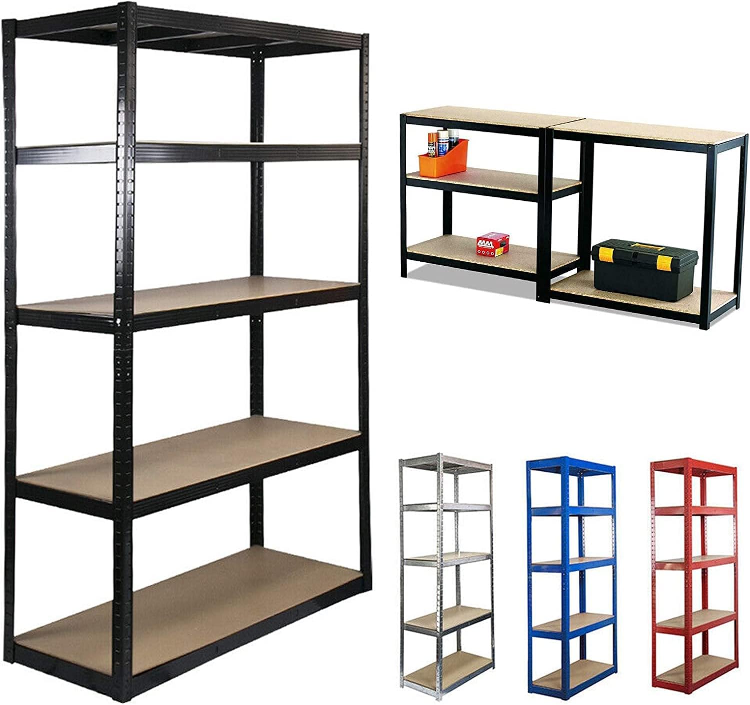 Metal Shelving Unit for Garages and Sheds 150x70x30cm, 5 Tier Garage