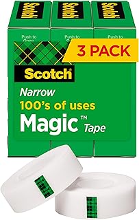 Scotch Magic Tape, 3 Rolls, Numerous Applications, Invisible, Engineered for Repairing, 1/2 x 1296 Inches, Boxed (810H3), ...